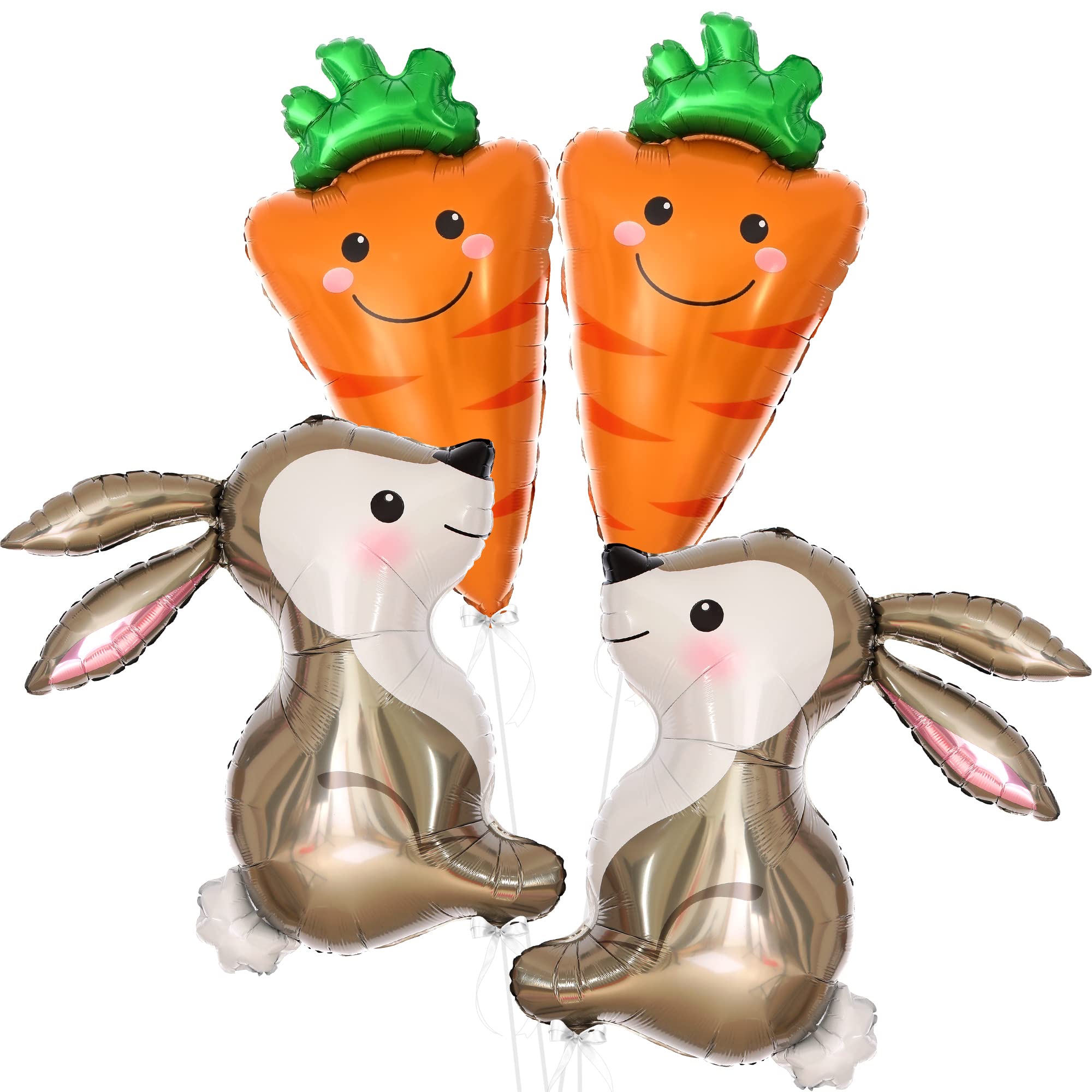 KatchOn 32 Inch Giant Carrot & Bunny Easter Balloons - Pack of 4 | Easter Party Decorations, Bunny Birthday Decorations, Spring Festival Balloons | Perfect for Easter Egg Hunts, Baby Showers, and Outdoor Garden Parties