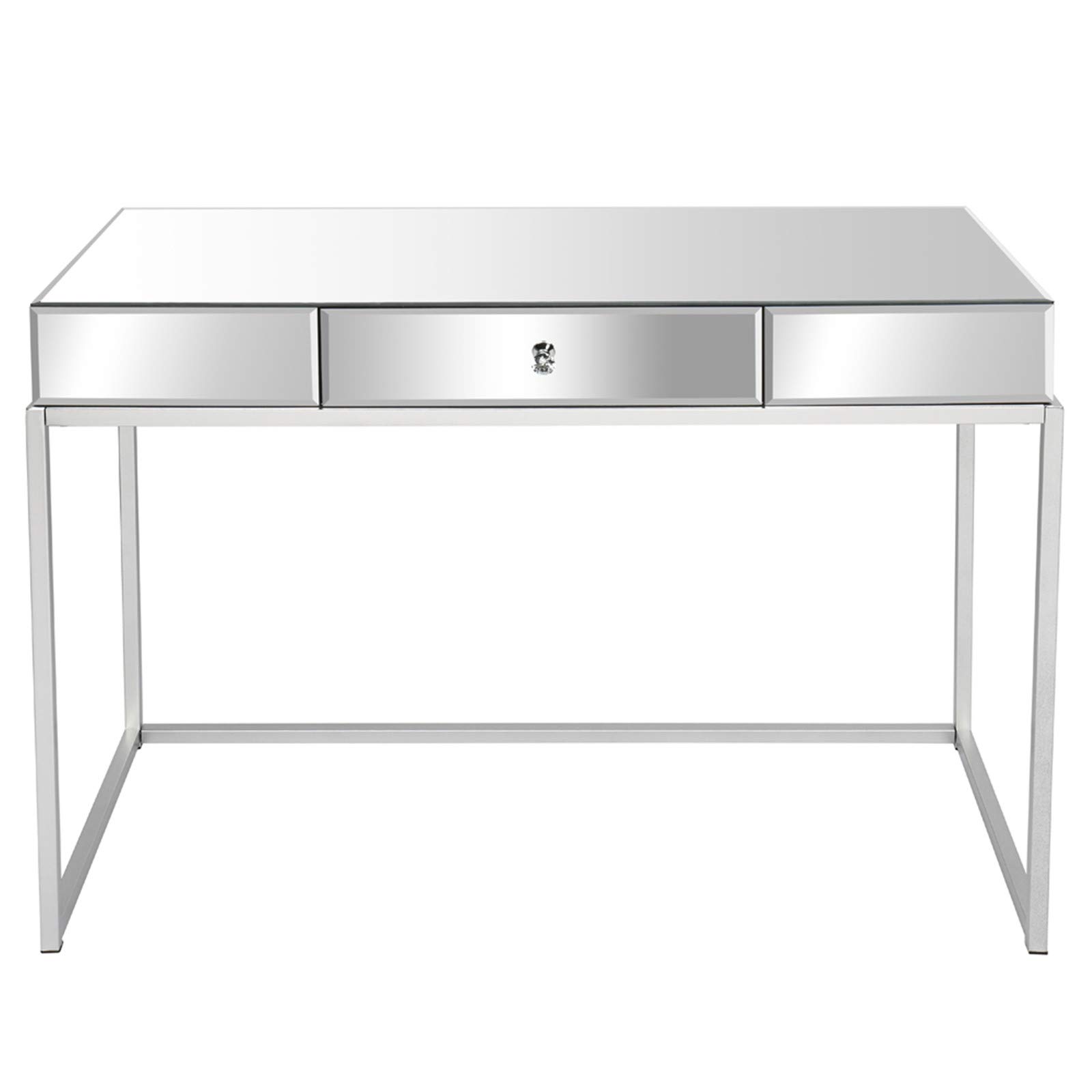Tesmula Modern Mirrored Makeup Vanity with Drawer - Contemporary Glass Dressing Table for Bedroom & Bathroom - Perfect for Makeup, Skincare & Jewelry Organization
