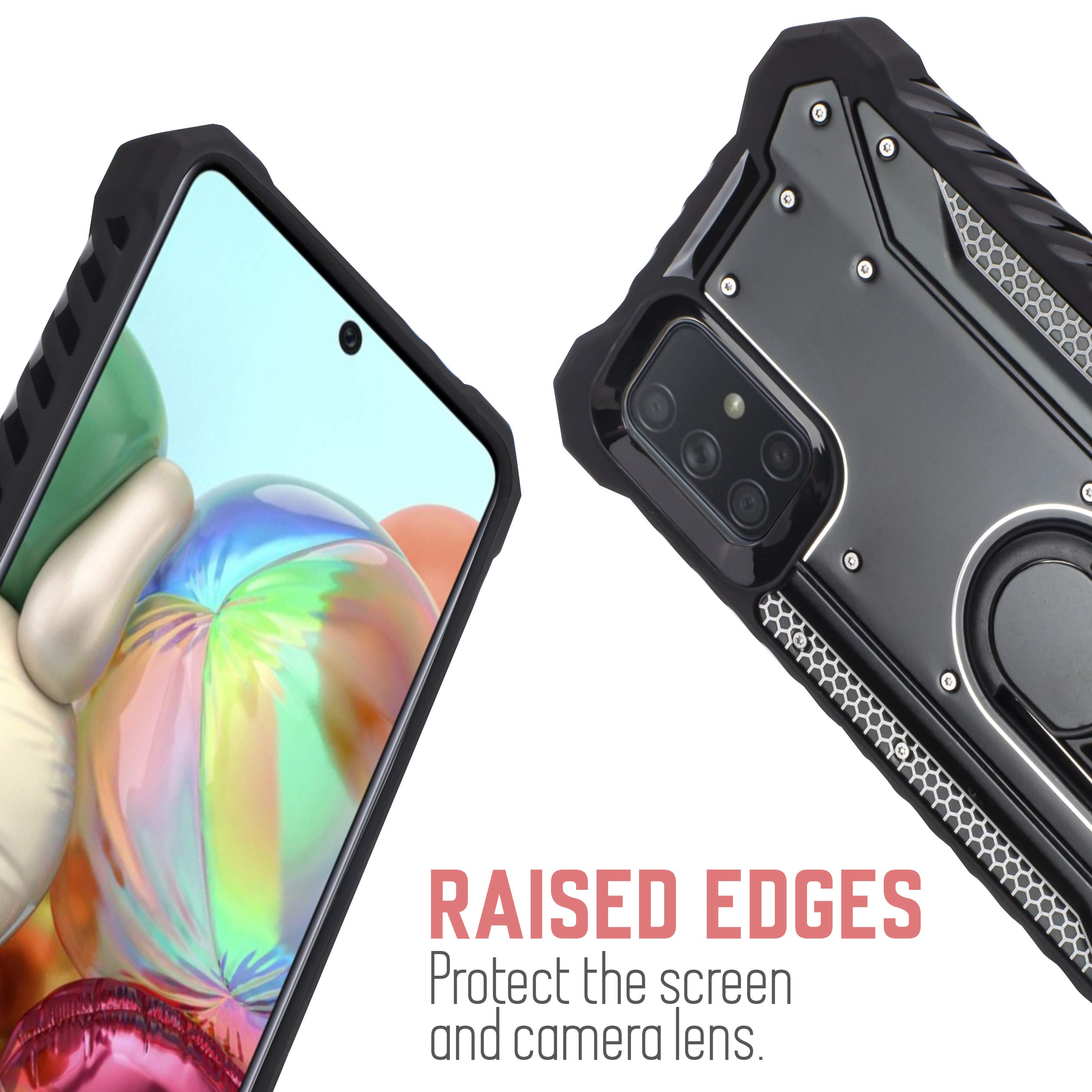 Samsung Galaxy A71 Magnetic Case with Ring Holder & Kickstand - Shockproof Cover for Daily Use