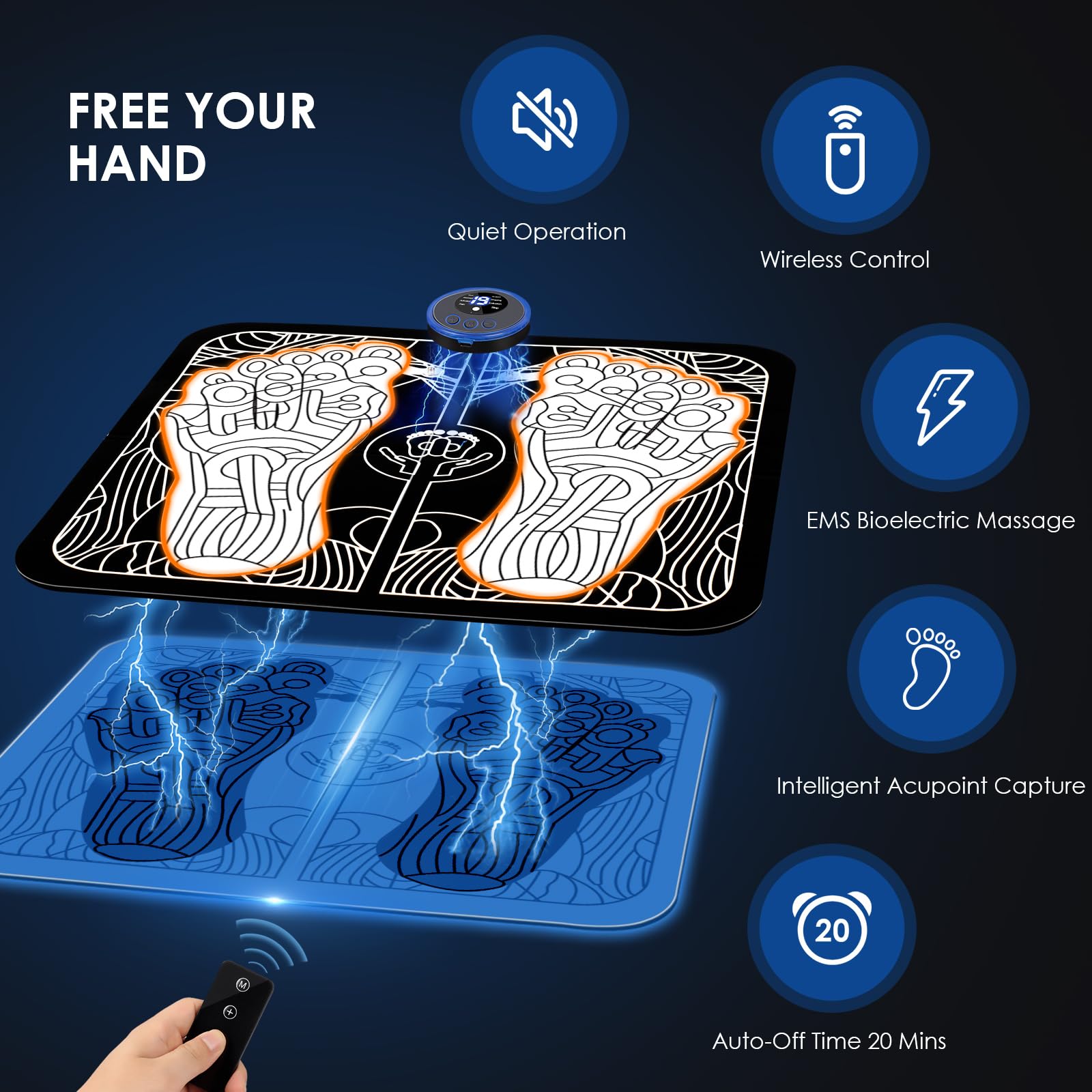 UVUBXT EMS Foot Stimulator - Portable Electric Foot Massager for Pain Relief & Relaxation | Compact Design for Home, Office & Travel Use | Perfect for Muscle Recovery, Stress Relief & Improved Circulation