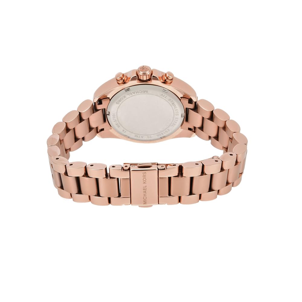 Michael Kors Bradshaw Women's Stainless Steel Chronograph Watch - Gold-Tone with Leather Band, Fashion Luxury Timepiece for Everyday Wear & Special Occasions