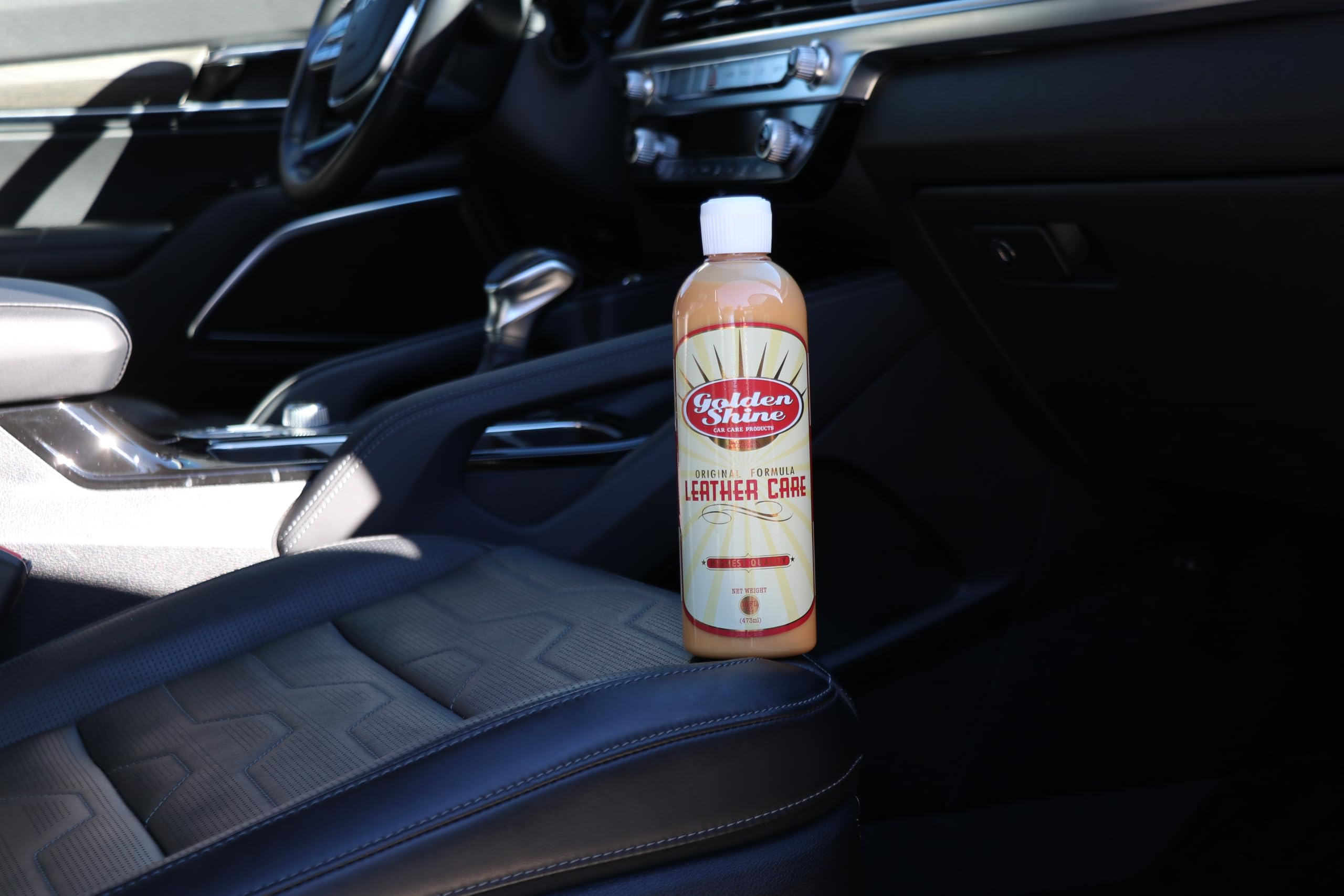 GOLDEN SHINE Leather Cleaner & Conditioner - 16oz Car Interior Care Kit | Restores & Protects Leather Seats, Dash & Steering Wheel | Ideal for Cars, Trucks & Motorcycles