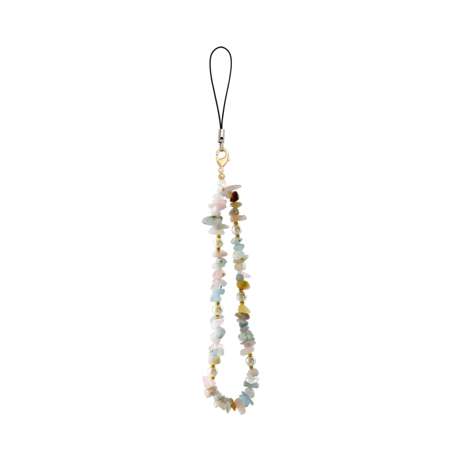 Natural Gemstone Phone Lanyard - Beaded Phone Wrist Strap with Chain for Women & Girls (Green) | Stylish Phone Charm for Everyday Use, Travel & Shopping