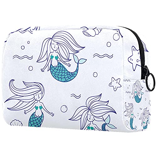 Professional Travel Makeup Train Case - Portable Cosmetic Organizer Storage Bag with Mermaid Ocean Design | Perfect for Makeup Artists, Travel, and Underwater Photography