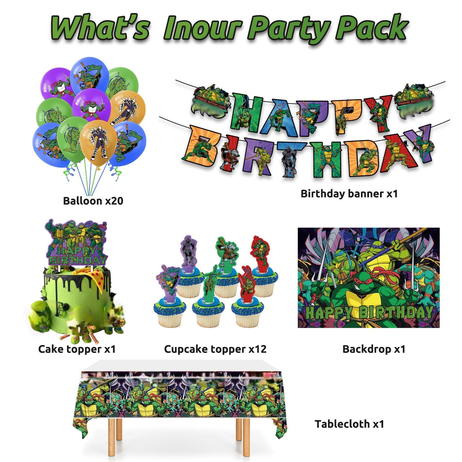 36PCS Birthday Party Decorations Kit - Includes Banners, Balloons, Cake & Cupcake Toppers, Backdrops & Tablecloths - Perfect for Kids Birthday Parties, Baby Showers & Special Events