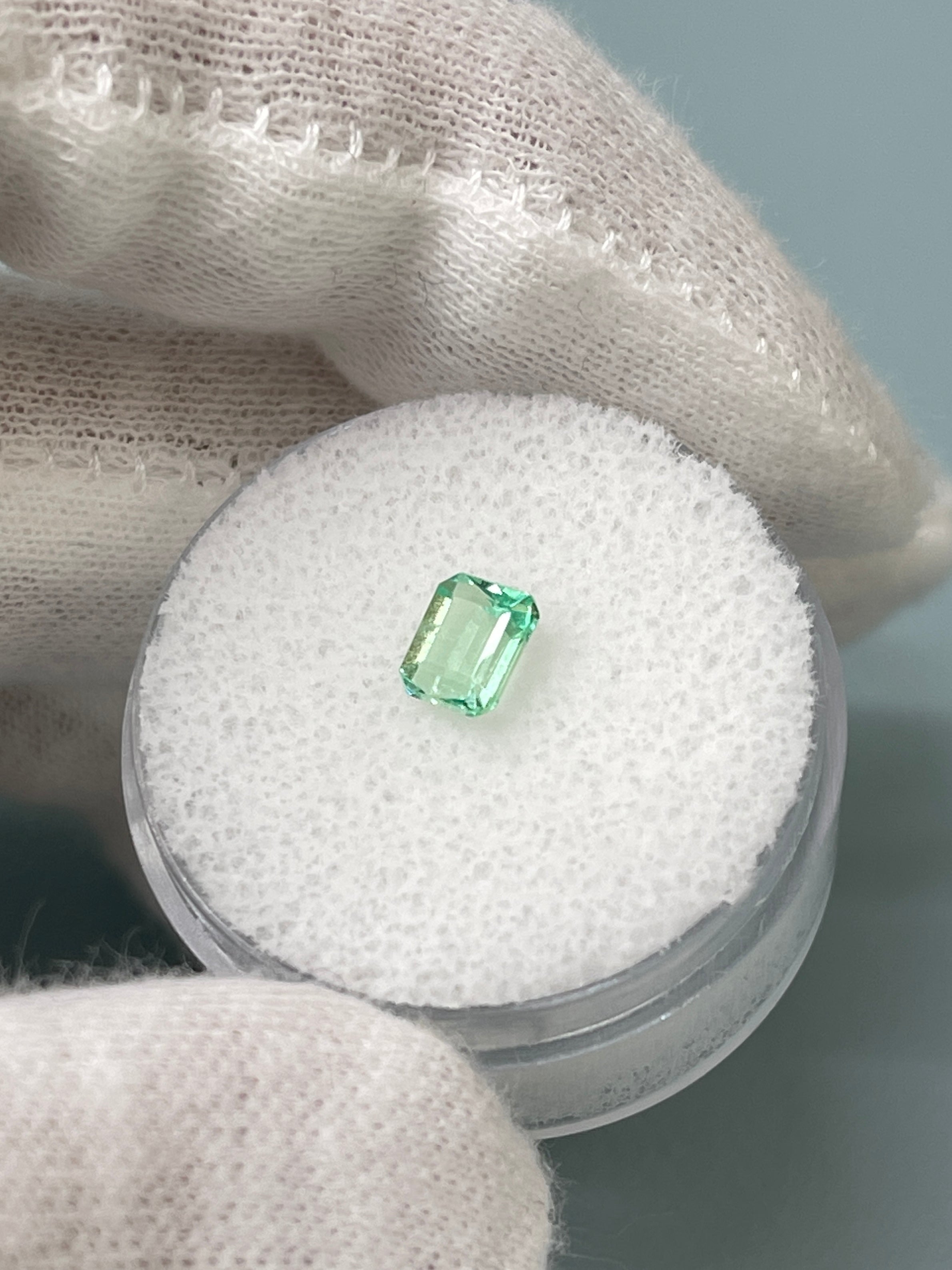 14K Gold Custom Pendant with 0.57 Carat 5.5x4.6mm Pastel Green Natural Colombian Loose Emerald - Emerald Cut Gemstone Jewelry for Elegant Necklace & Special Occasion Gifts