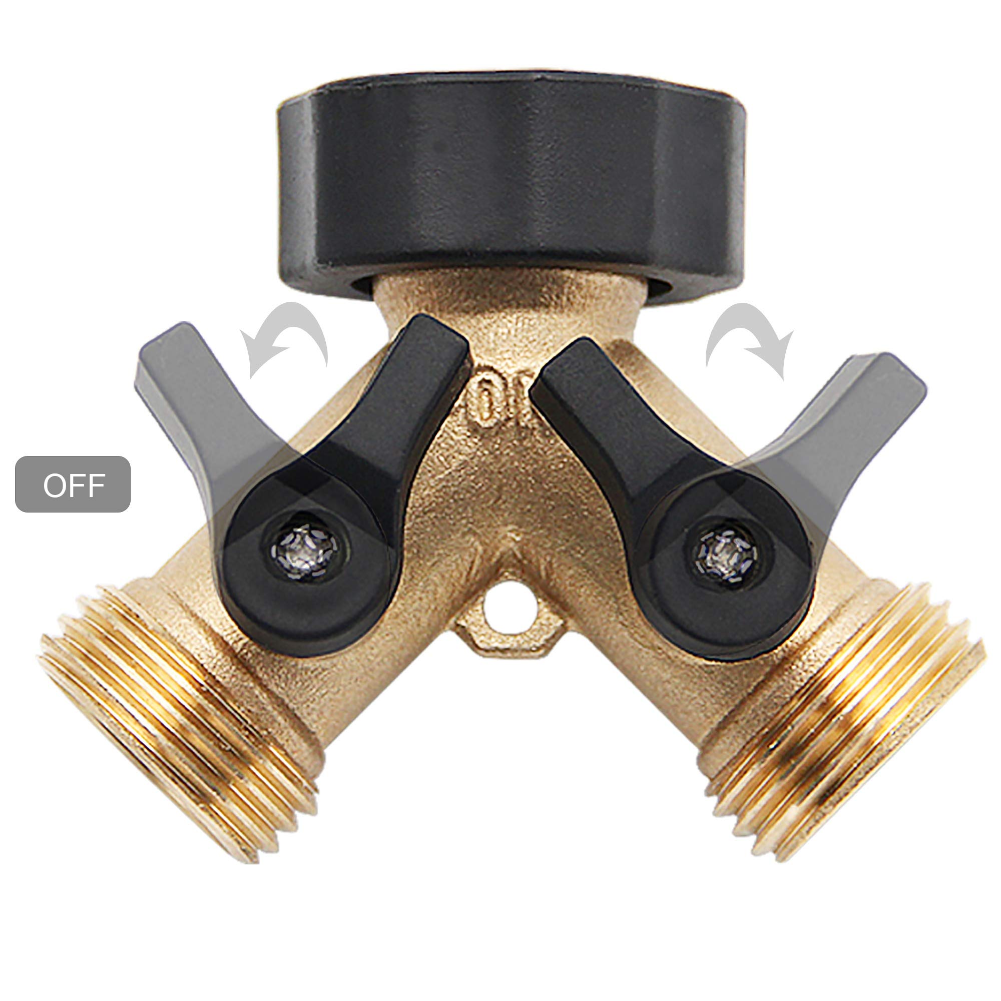 2-Way Brass Hose Splitter - 3/4