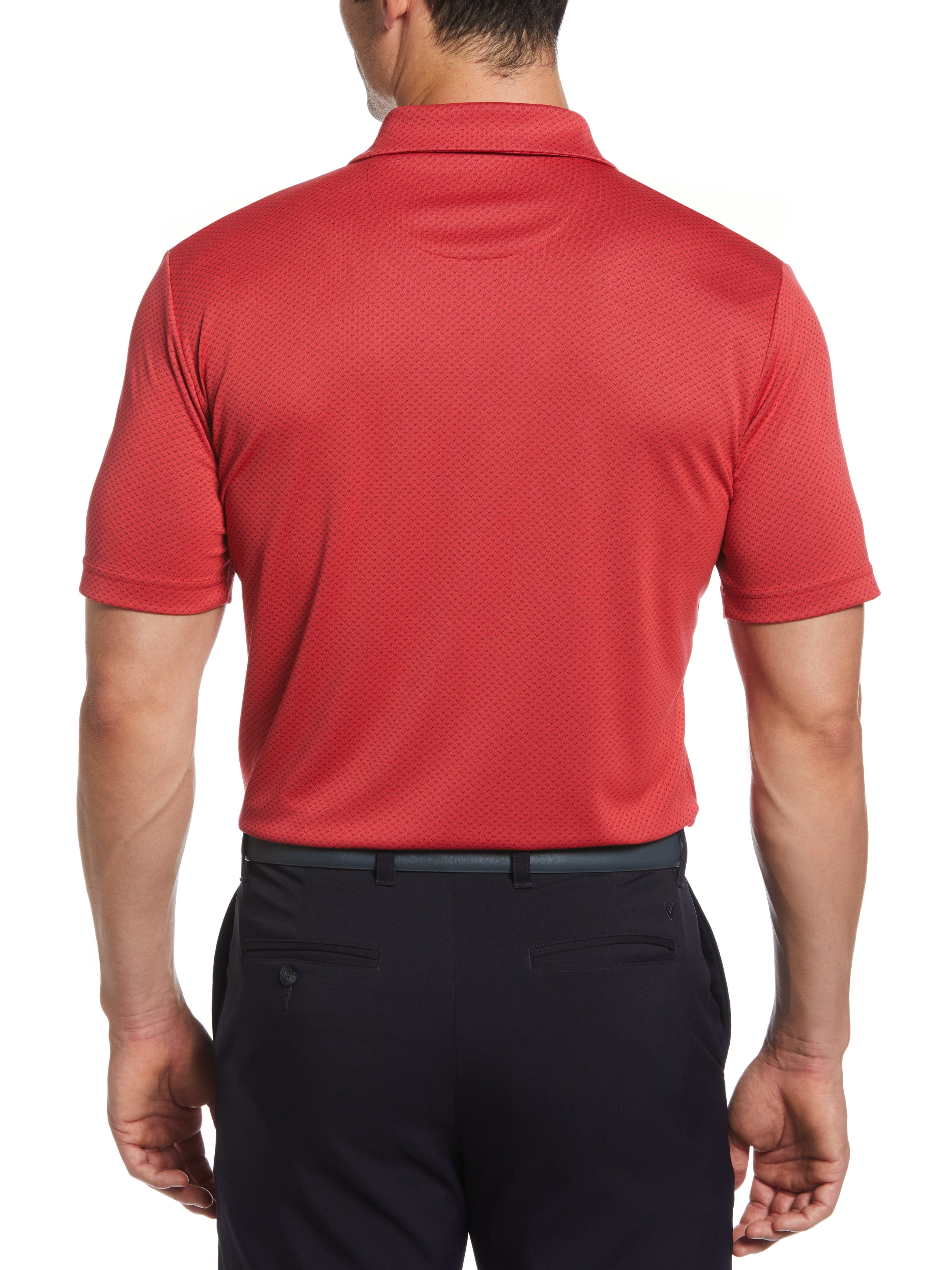 Men's Performance Spin Chevron Jacquard Golf Polo Shirt - Moisture Wicking & UV Protection for Golf, Tennis & Outdoor Sports