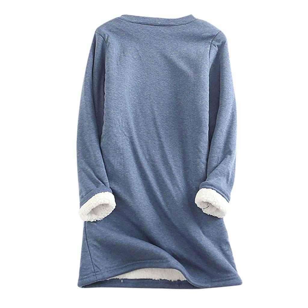 Women's Thick Fleece Sweatshirt - Winter Crewneck Padded Velvet Warm Tunic Top (Sizes S-5XL) | Cozy Plus Size Loungewear for Cold Weather & Indoor Comfort