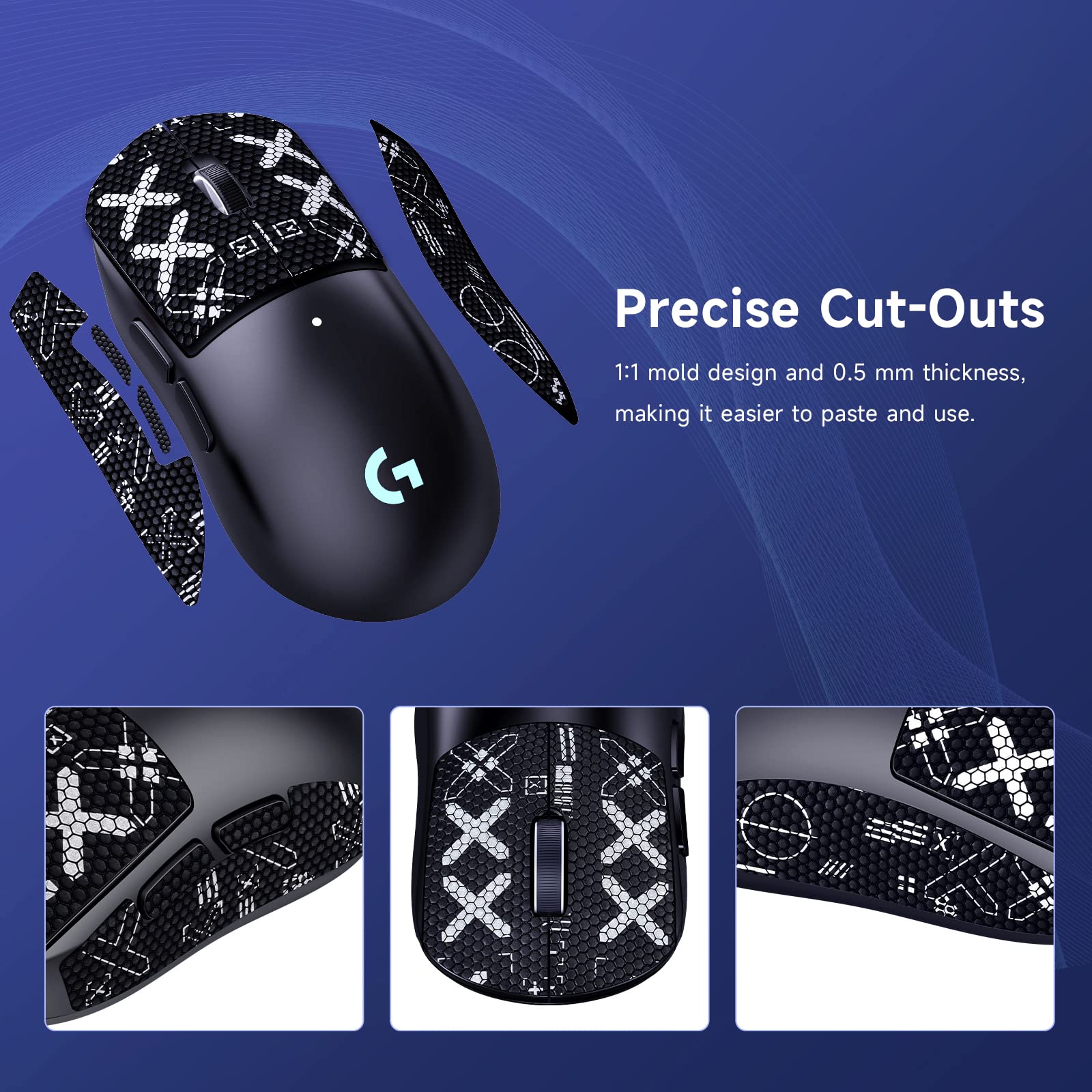 Logitech G PRO X Superlight Wireless Gaming Mouse Anti-Slip Grip Tape - DIY Mouse Grip Stickers for Sweat Protection & Enhanced Control (Black) | Perfect for Esports, Gaming Tournaments & Long Gaming Sessions