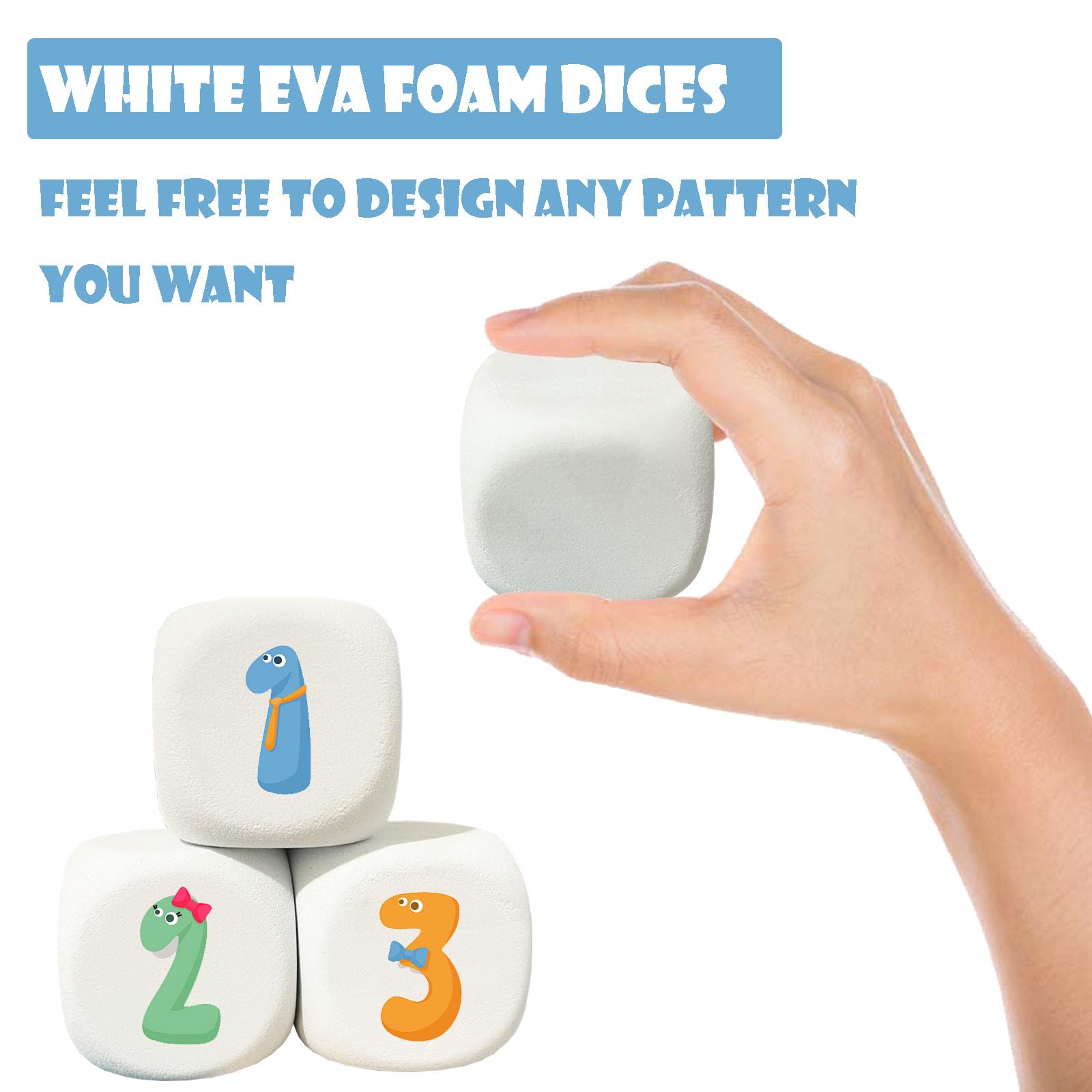 White EVA Foam Dice Blocks for Kids - 12PCS 1.96 Inch Safe Building Toys for Creative Painting, Graffiti Art & Party Games - Perfect for DIY Crafts, Classroom Activities & Birthday Party Decorations