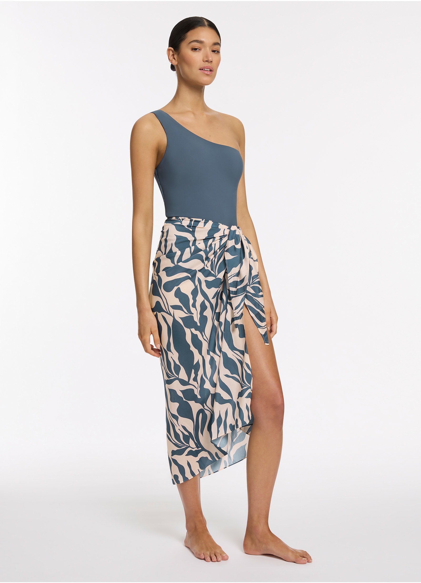 Sereno Sarong - Premium Steel Blue Beach Wrap for Women | Perfect for Beach, Pool, and Vacation Cover-Up