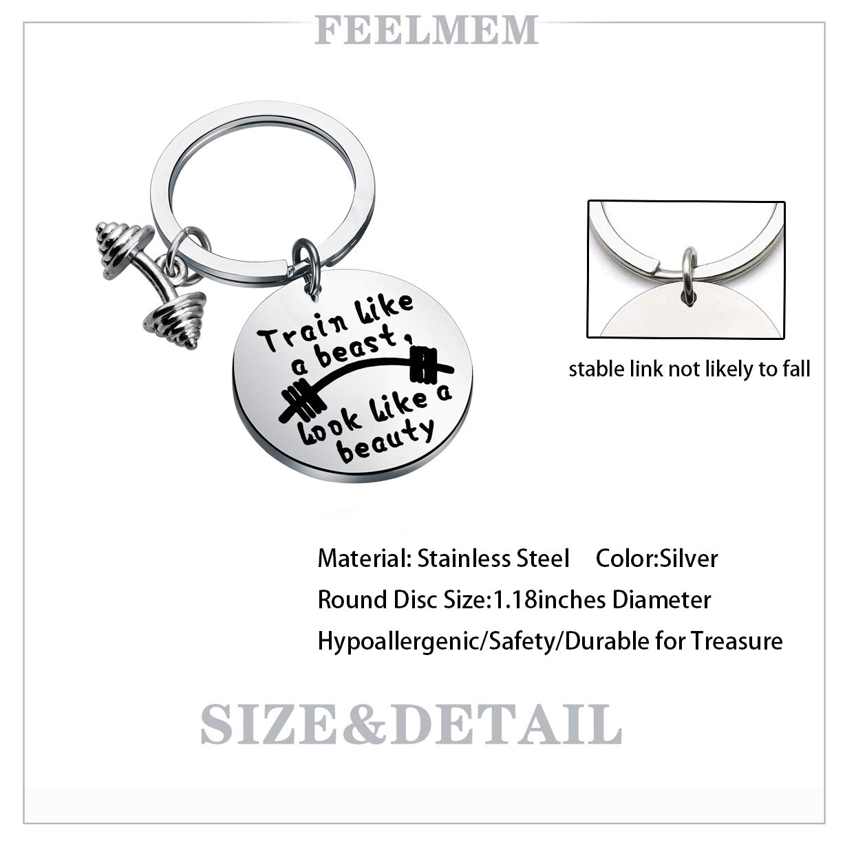 FEELMEM Motivational Workout Keychain - Perfect Fitness Gift for Bodybuilders & Gym Enthusiasts | Ideal for Gym Bags, Workout Gear & Fitness Motivation
