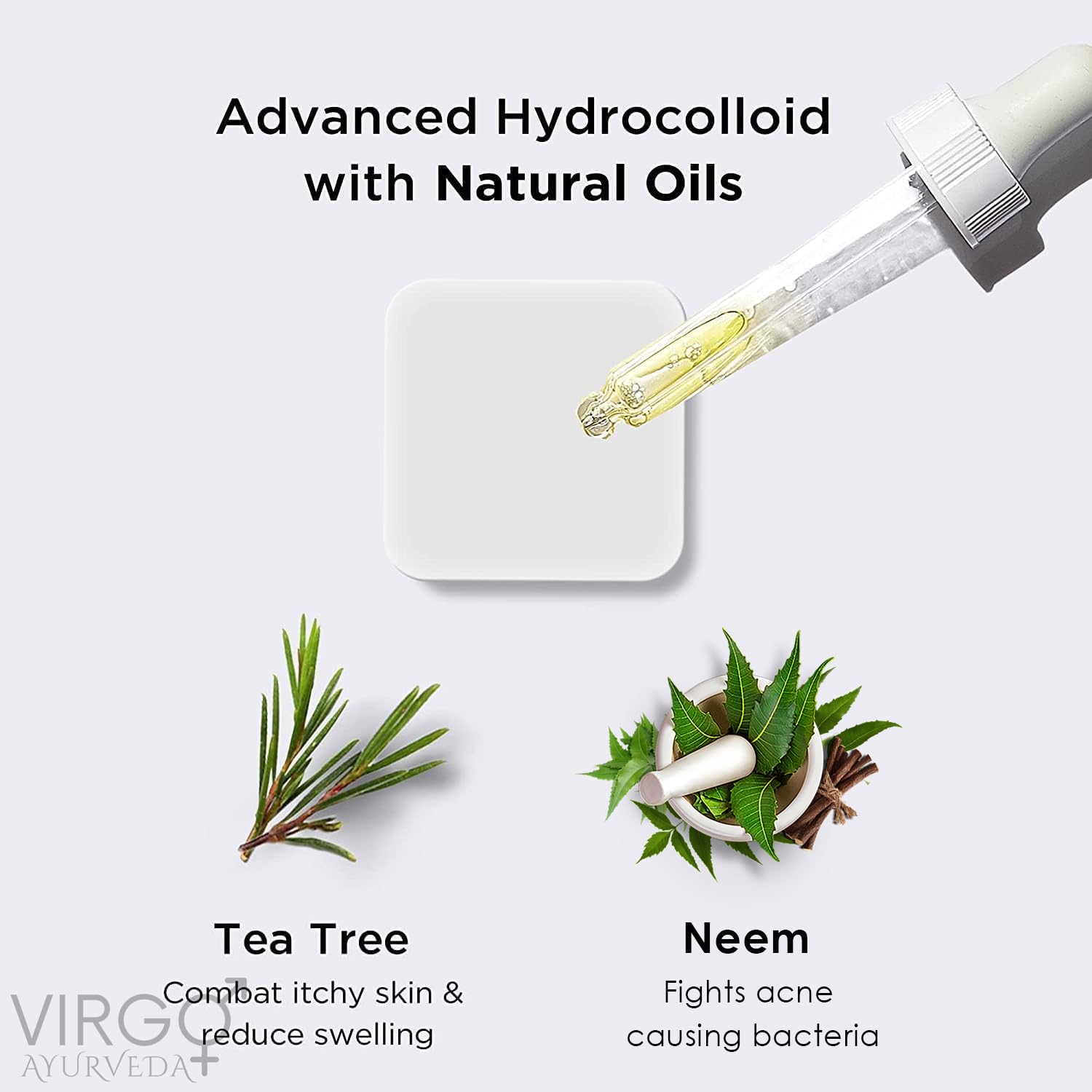 Virgo Ayurveda Hydrocolloid Acne Pimple Patches with Tea Tree & Neem - 72 Count Spot Treatment Stickers for Face & Skin | Fast Healing for Zits, Blemishes & Breakouts | Perfect for Overnight Use & Travel