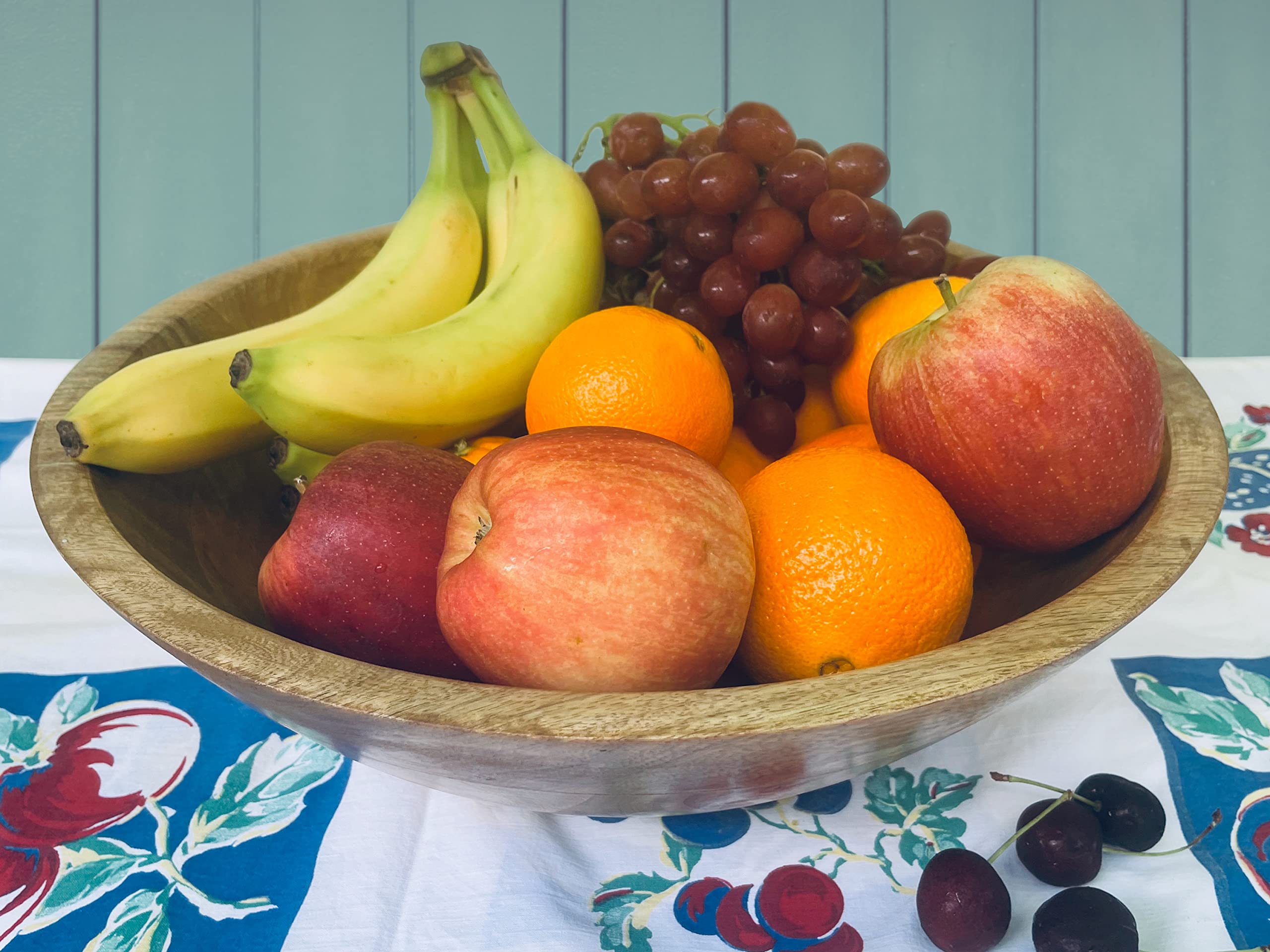 Premium 15 Inch Extra Large Wooden Salad Bowl Set with Serving Utensils - Natural Mango Wood Serving Bowl & Servers for 9 Side Salads | Perfect for Family Dinners, Parties & Entertaining Guests