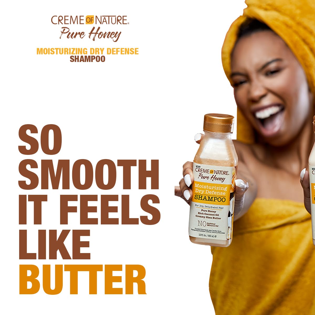 Creme of Nature Coconut Oil & Shea Butter Shampoo for Dry, Damaged Hair - Honey Infused Formula (12.07 Fl Oz) | Hydrating & Repairing Hair Care for Daily Use & Salon Results