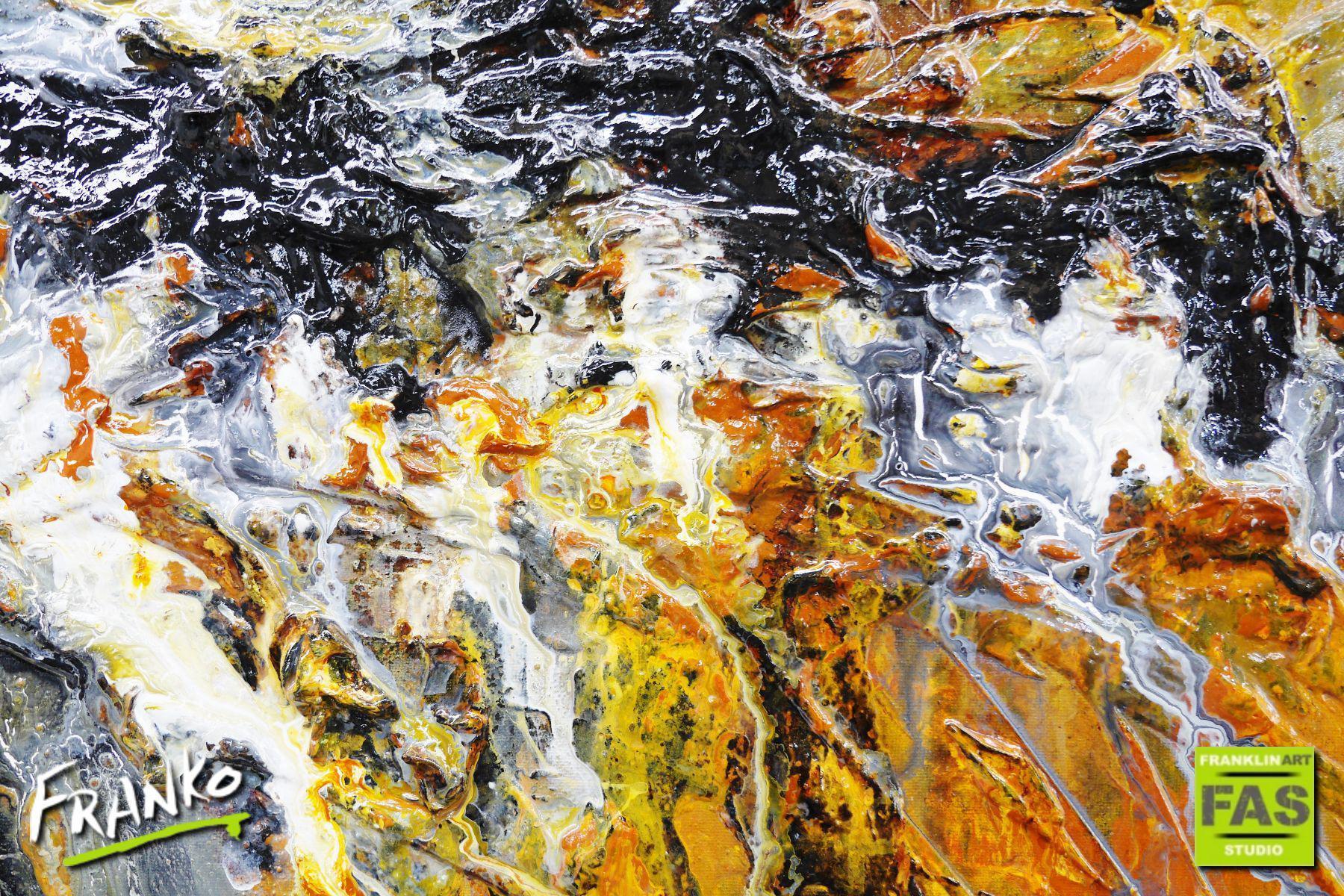 Sienna Grey Black Abstract Painting 63