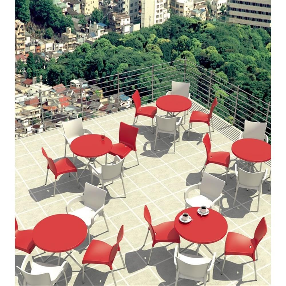 Red Resin Patio Dining Chairs Set of 2 - Juliette Outdoor Bistro Chairs for Garden, Poolside, Deck & Backyard - Weatherproof & Lightweight Outdoor Furniture