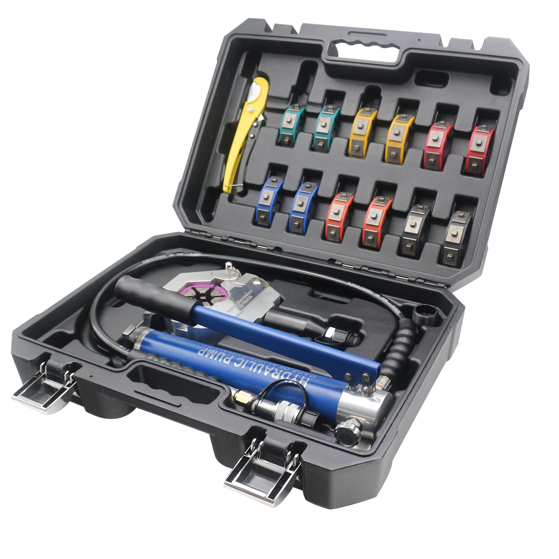Hydraulic AC Crimping Tool Kit - Manual High Pressure Air Conditioning Hose Crimper for Barbed & Beaded Fittings (IG-7842M with Manual Pump) | Auto AC Repair, HVAC System Maintenance & Refrigerant Line Installation
