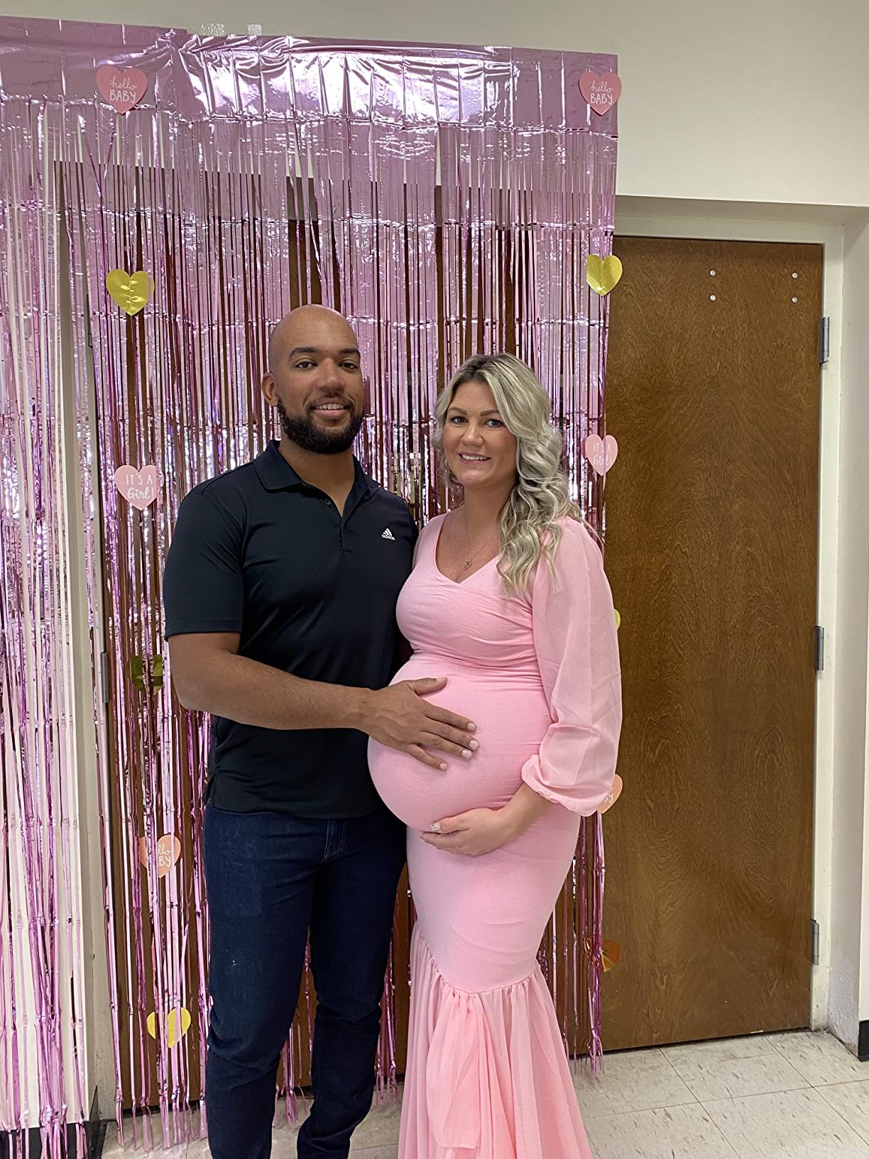 Saslax Elegant Long Chiffon Sleeve Mermaid Maternity Dress for Photoshoot, Baby Shower, Pregnancy Photos, and Special Occasions - Comfortable & Stylish Maternity Gown for Expecting Mothers
