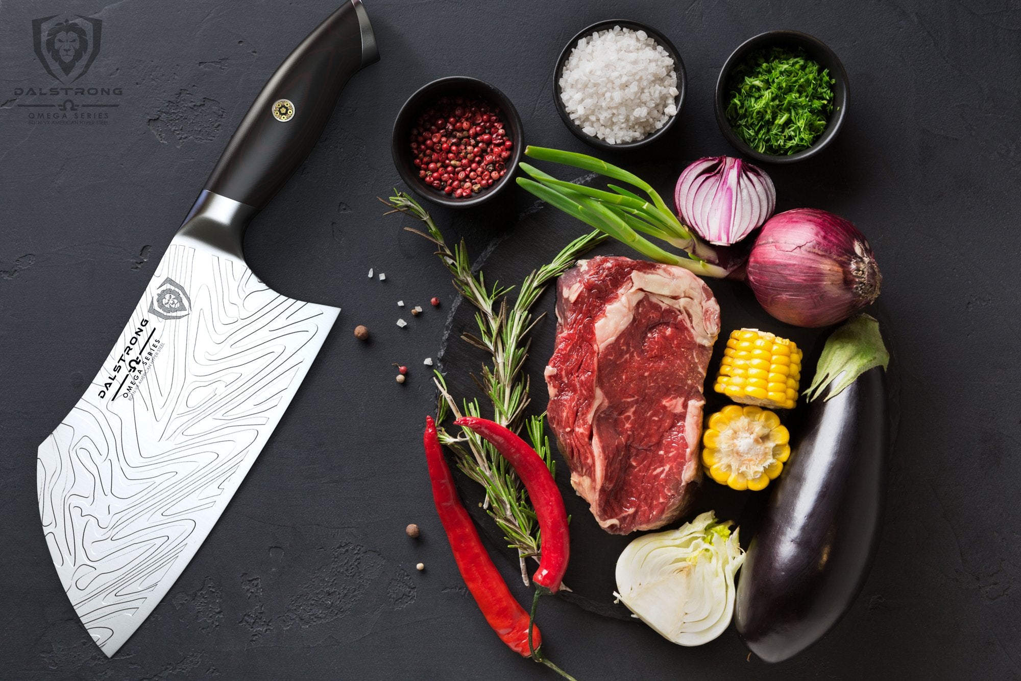 Dalstrong Omega Series 7-Inch Cleaver Knife - High Carbon German Steel, Razor Sharp Blade for Professional Chefs & Home Cooking | Perfect for Meat, Vegetables & Asian Cuisine
