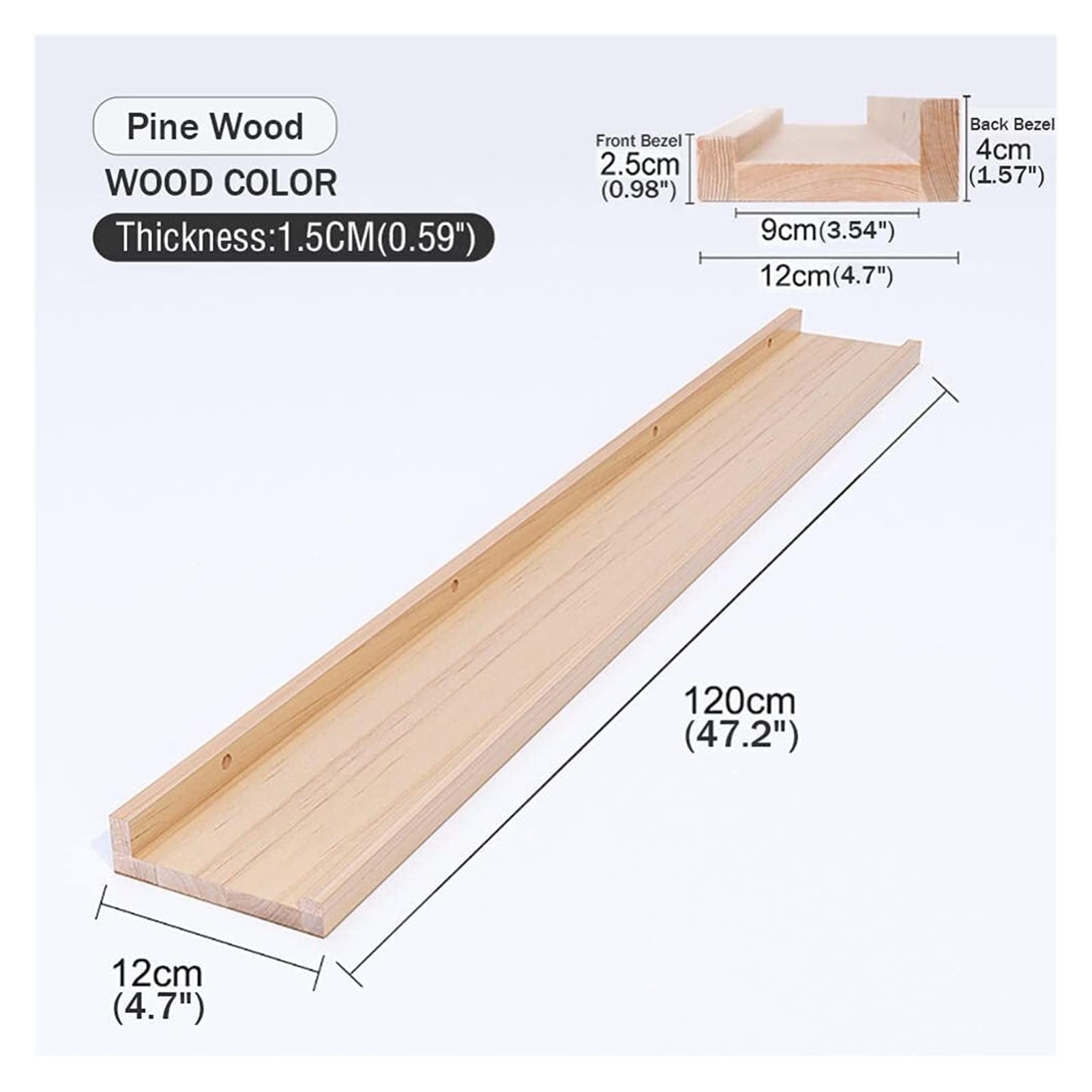 RiShengChang Floating Shelves - Rustic Wood Wall Shelves for Books, Decorative Storage & Photo Display | Space-Saving Wall Shelf Unit for Living Room, Bedroom, Office & Kitchen Organization