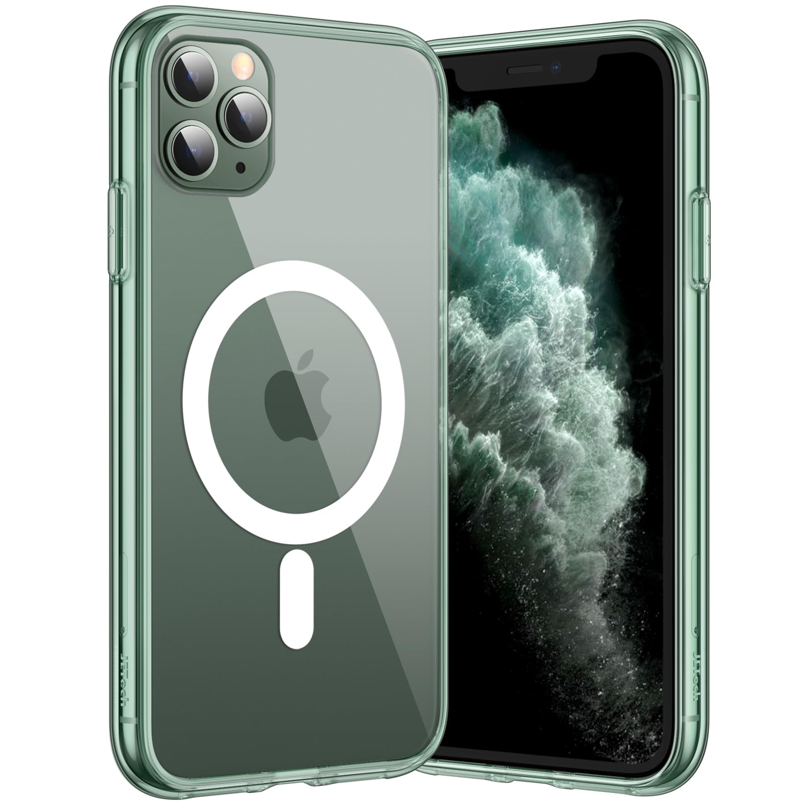 JETech Magnetic Case for iPhone 11 Pro Max 6.5 Inch - MagSafe Compatible, Shockproof & Anti-Scratch Clear Back Bumper Cover (Midnight Green) | Perfect for Wireless Charging, Daily Protection & Outdoor Activities