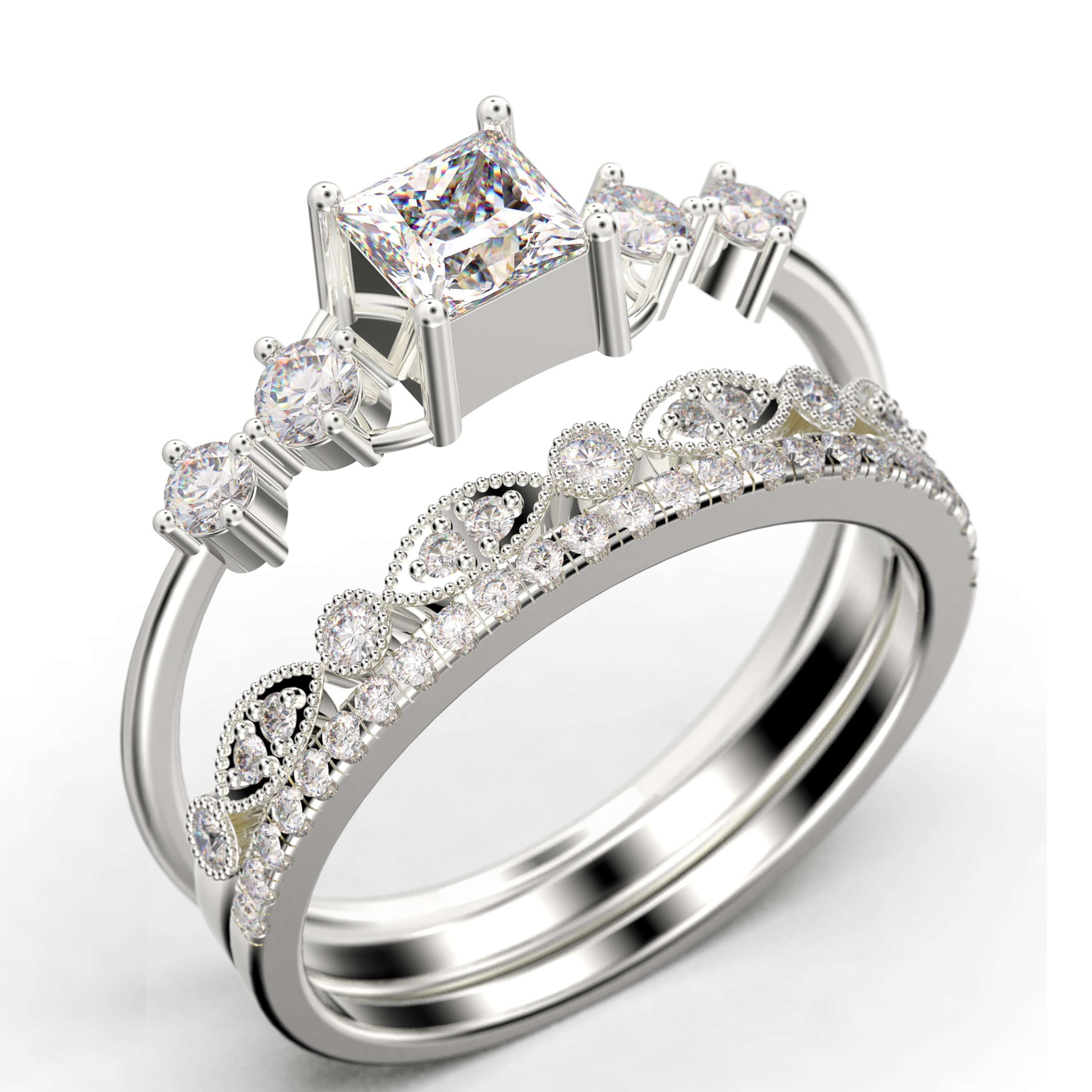 1.75 Carat Princess Cut Moissanite Engagement Ring - Minimalist Anniversary Ring in 10k/14k/18k Solid Gold, Dainty Wedding Band Set, Promise Ring for Women | Perfect for Proposals, Weddings & Special Occasions