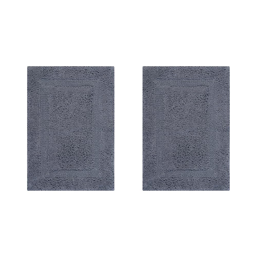 Better Trends 2-Piece Reversible Super Soft Bathroom Rugs Set - Absorbent Cotton Bath Mats for Tub, Shower & Floor - Machine Washable Gray Bathroom Decor - Perfect for Bathrooms, Laundry Rooms & Home Spa Relaxation