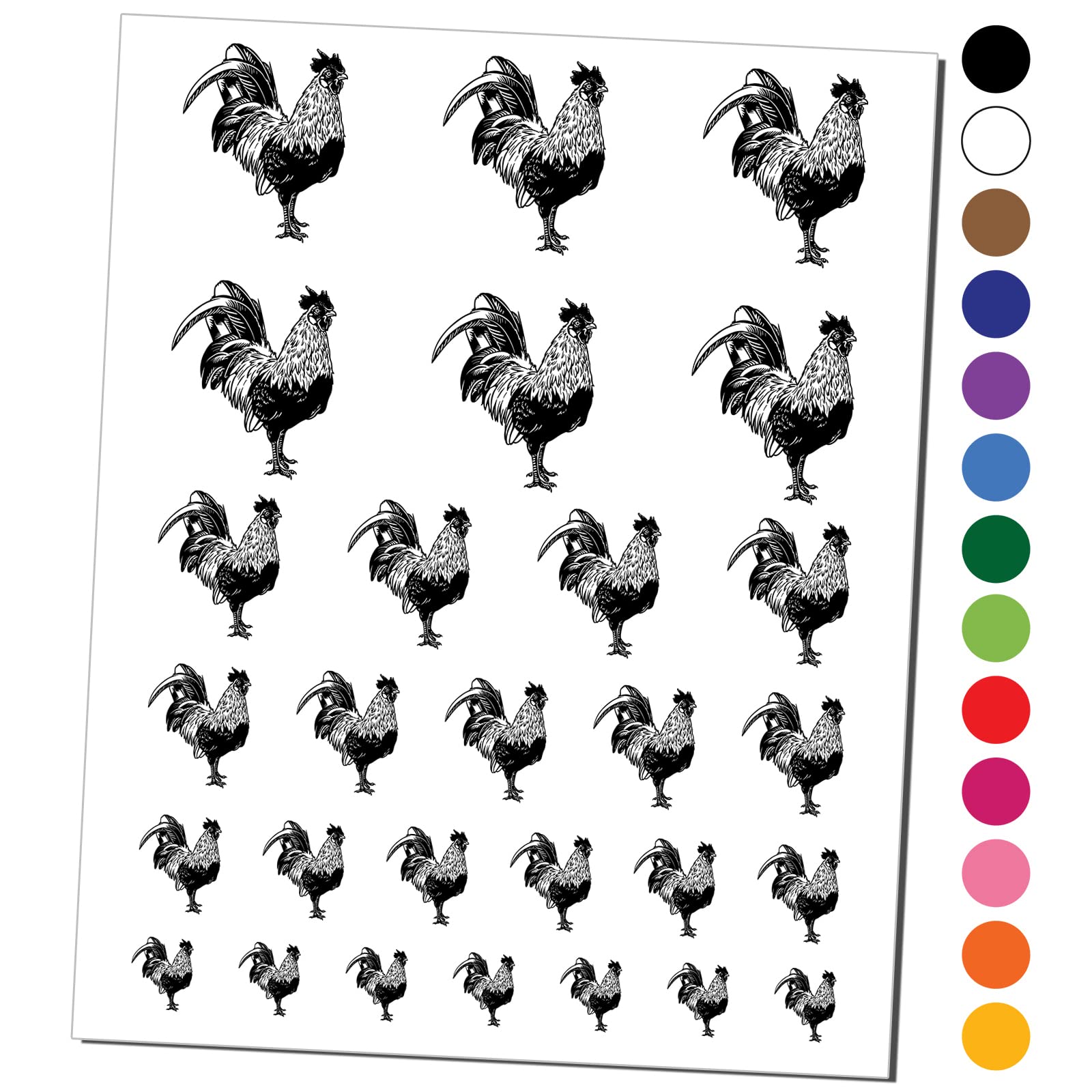Waterproof Rooster Chicken Temporary Tattoos - Fake Body Art Set for Men & Women (Black, 1 Sheet) | Perfect for Parties, Halloween, Costumes & Fun Events