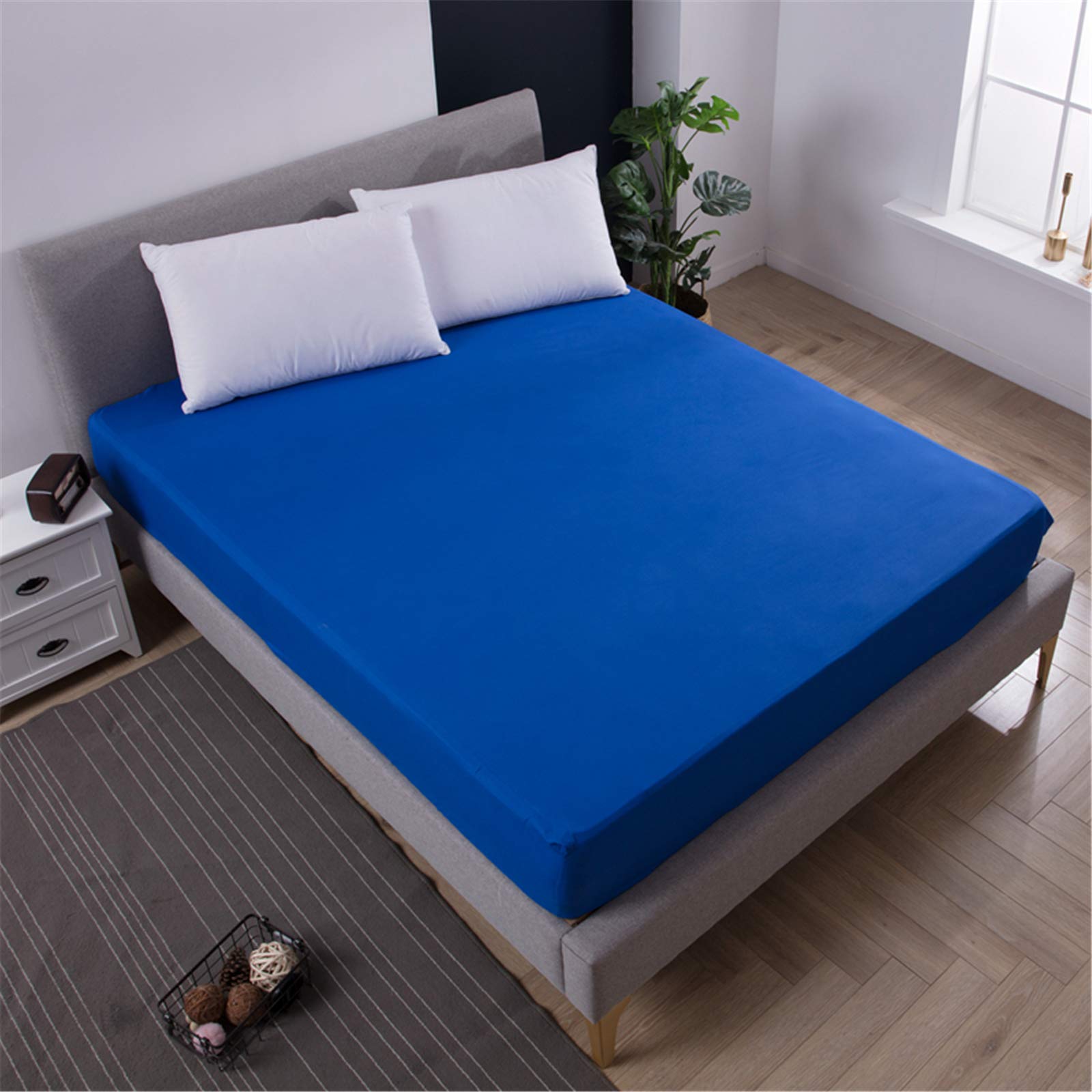 **Waterproof Queen Mattress Protector - Zippered Encasement, Hypoallergenic & Absorbent Bed Bug Proof Cover (Blue) - Ideal for Allergy Sufferers & Pet Owners**