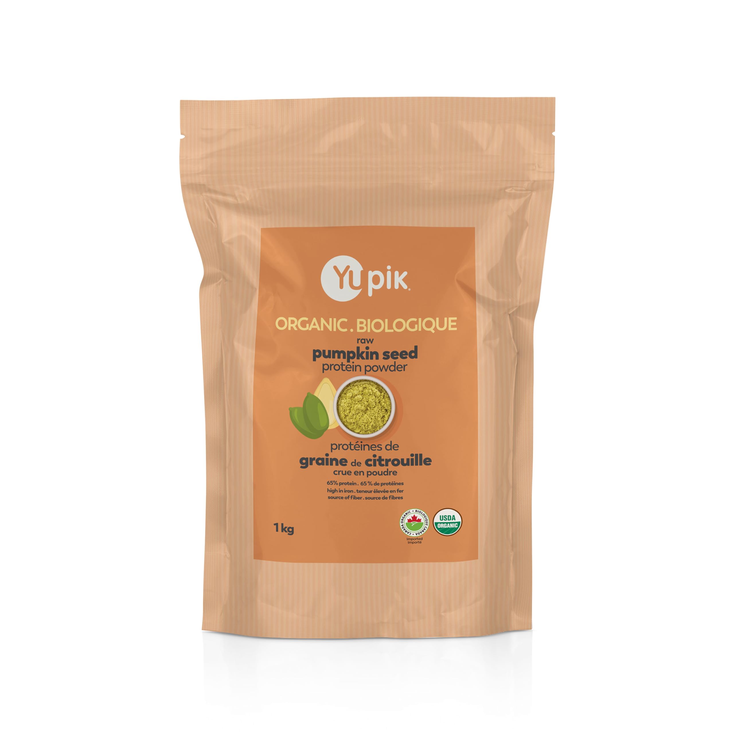 Yupik Organic Raw Pumpkin Seed Protein Powder - 65% Protein, 1kg | USDA Certified, Non-GMO, Vegan, Gluten-Free, Kosher | High in Iron & Fiber | Superfood for Smoothies, Baking & Healthy Recipes