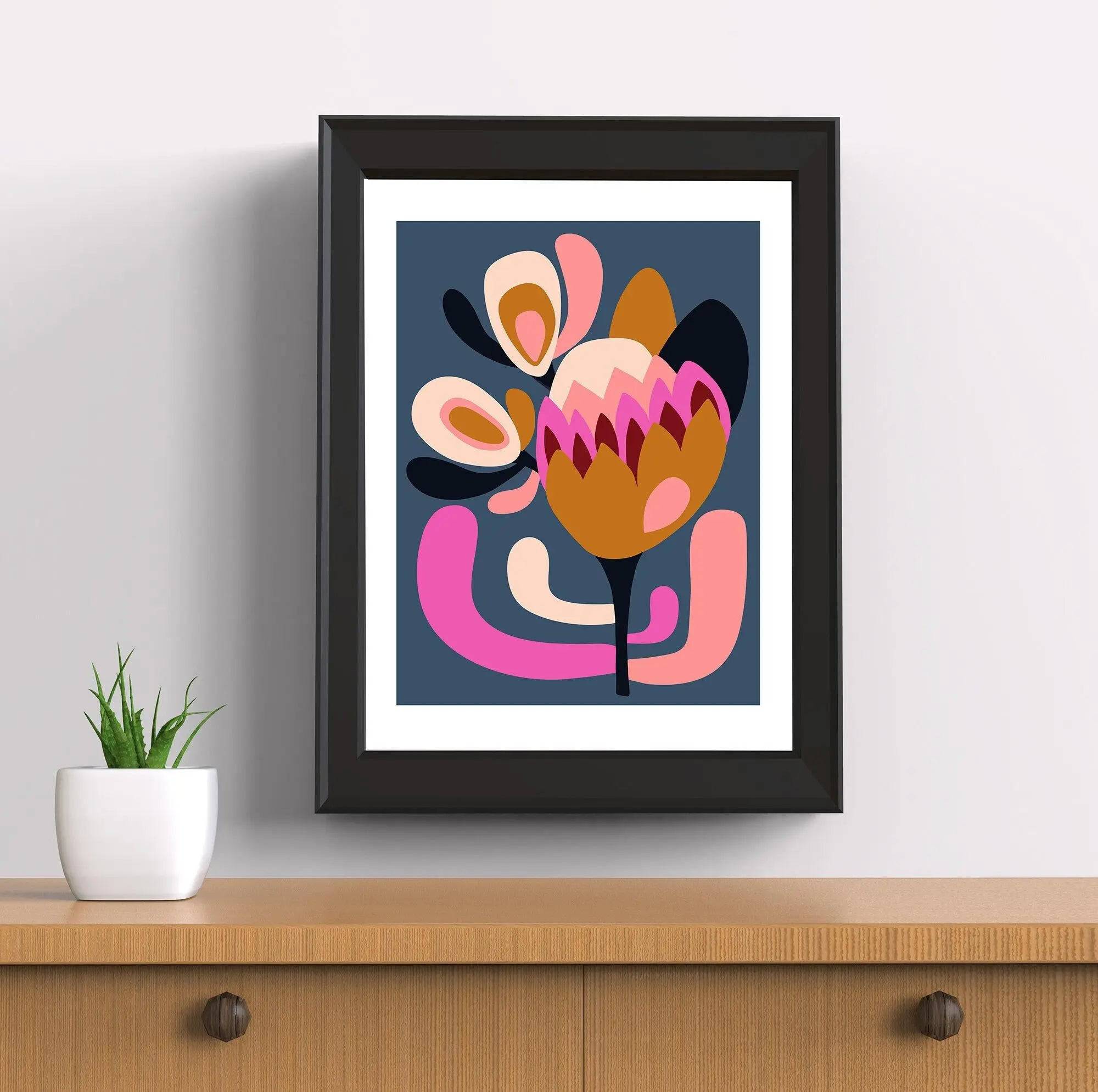 Modern Protea Wall Art Print - Handmade Floral Canvas Painting for Home Decor - Perfect for Living Room, Bedroom & Office