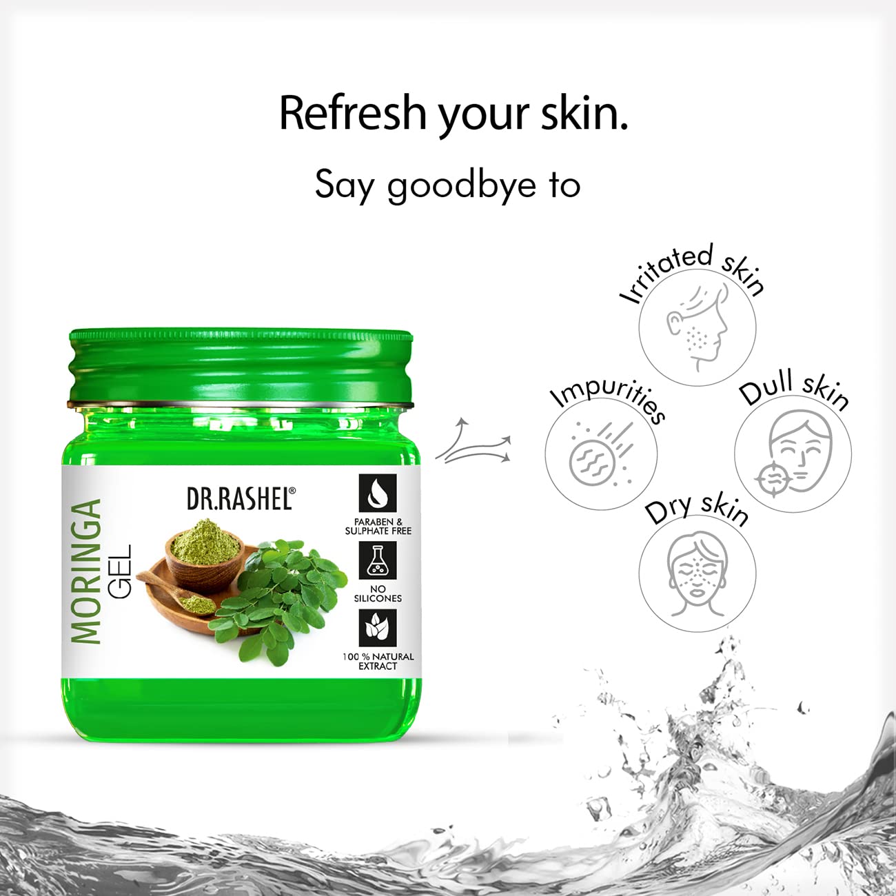 DR.RASHEL Moringa Face Gel with Glycerin Extracts - Hydrating & Nourishing Moisturizer for Men & Women (380ml) | Unclogs Pores, Soothes Skin Tone, Non-Sticky Formula | Perfect for Daily Skincare & Post-Shave Hydration