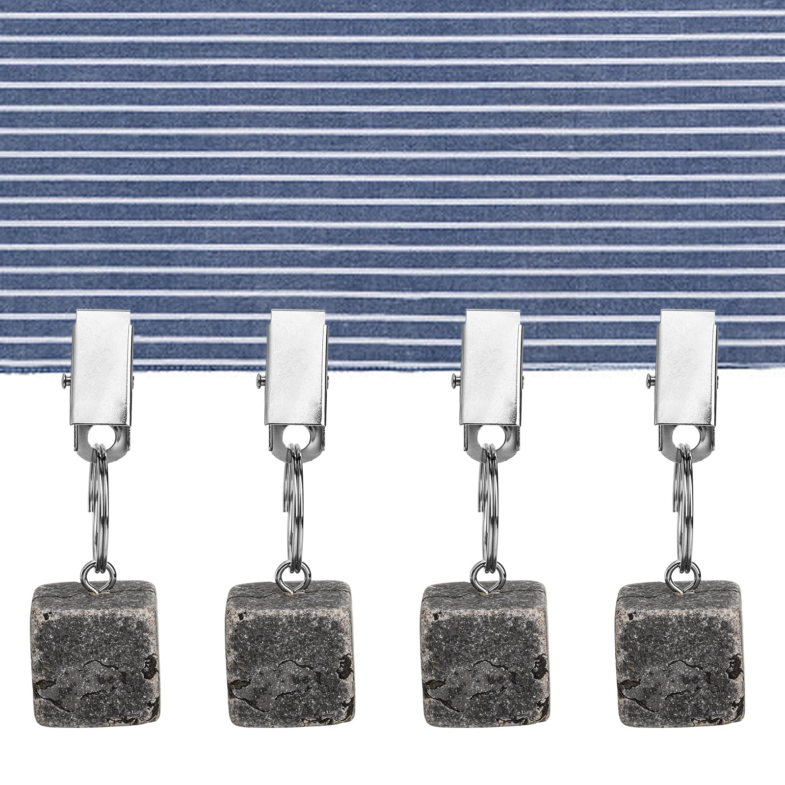 AVLA 8 Pack Tablecloth Weights with Metal Clips - Heavy Duty Marble Cube Hangers for Outdoor Picnics, Family Dinners & Party Decorations | Stainless Steel Table Cover Clamps for Patio, Garden & Wedding Events