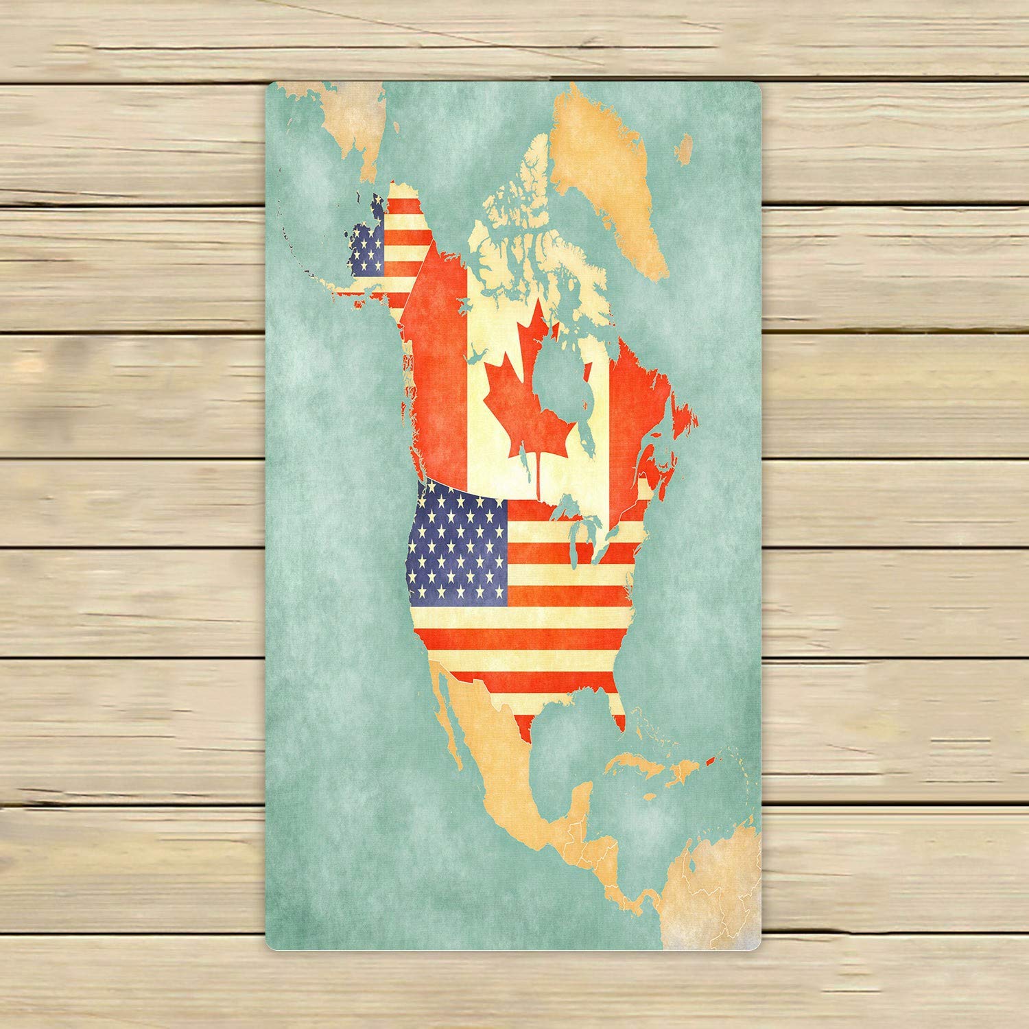 Premium 16x28 Inch North America Map Beach Towel - USA Canada Outline Design for Bath, Shower, Travel & Outdoor Activities | Quick-Dry, Soft & Absorbent