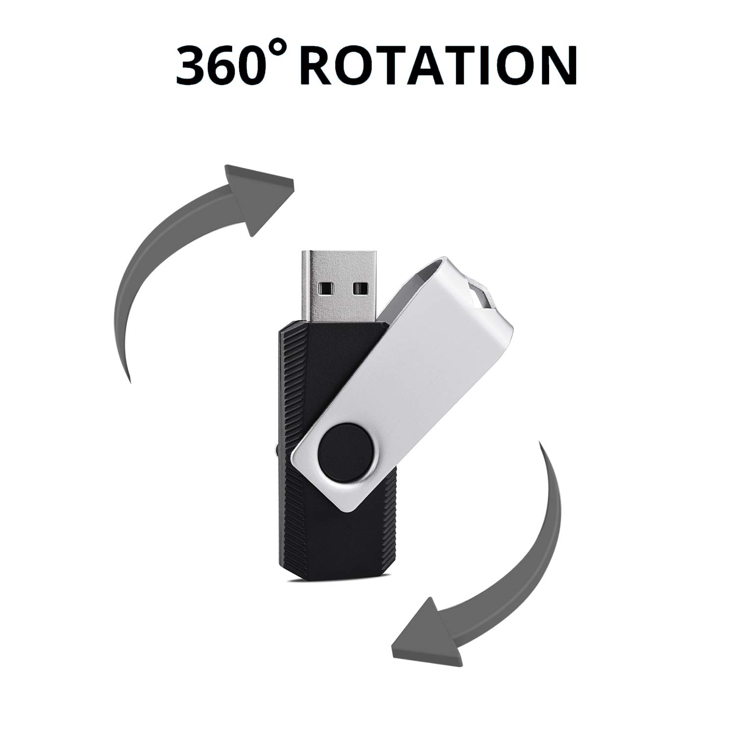 KEXIN 100-Pack 1GB USB Flash Drives Bulk - USB 2.0 Thumb Drives with Swivel Design (1GB, 100PCS, Black) - Perfect for Data Storage, School Projects, Business Promotions & Bulk Distribution