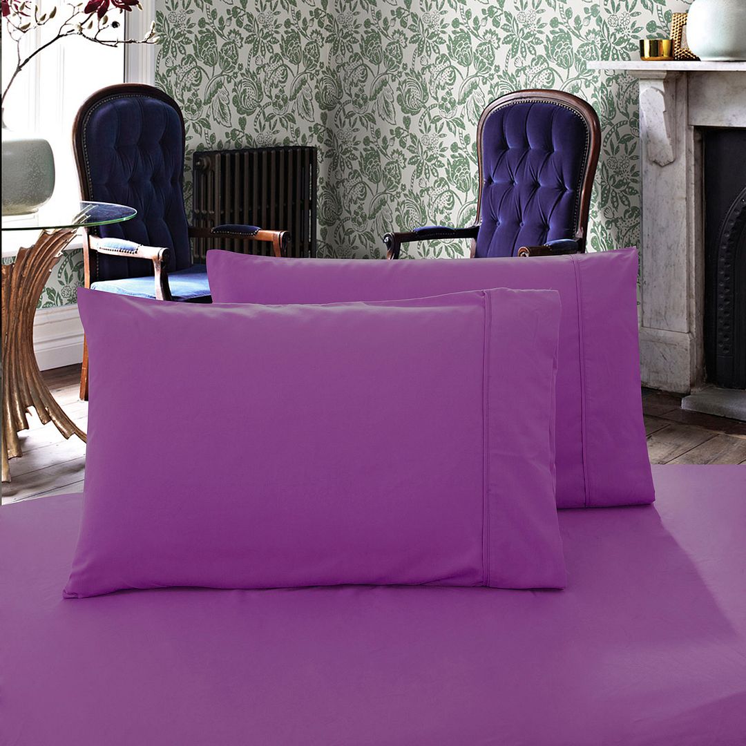 1000TC Ultra Soft Queen Size Pillowcases (2 Pack) - Luxury Bedding Set in Purple for Hotel & Home Use
