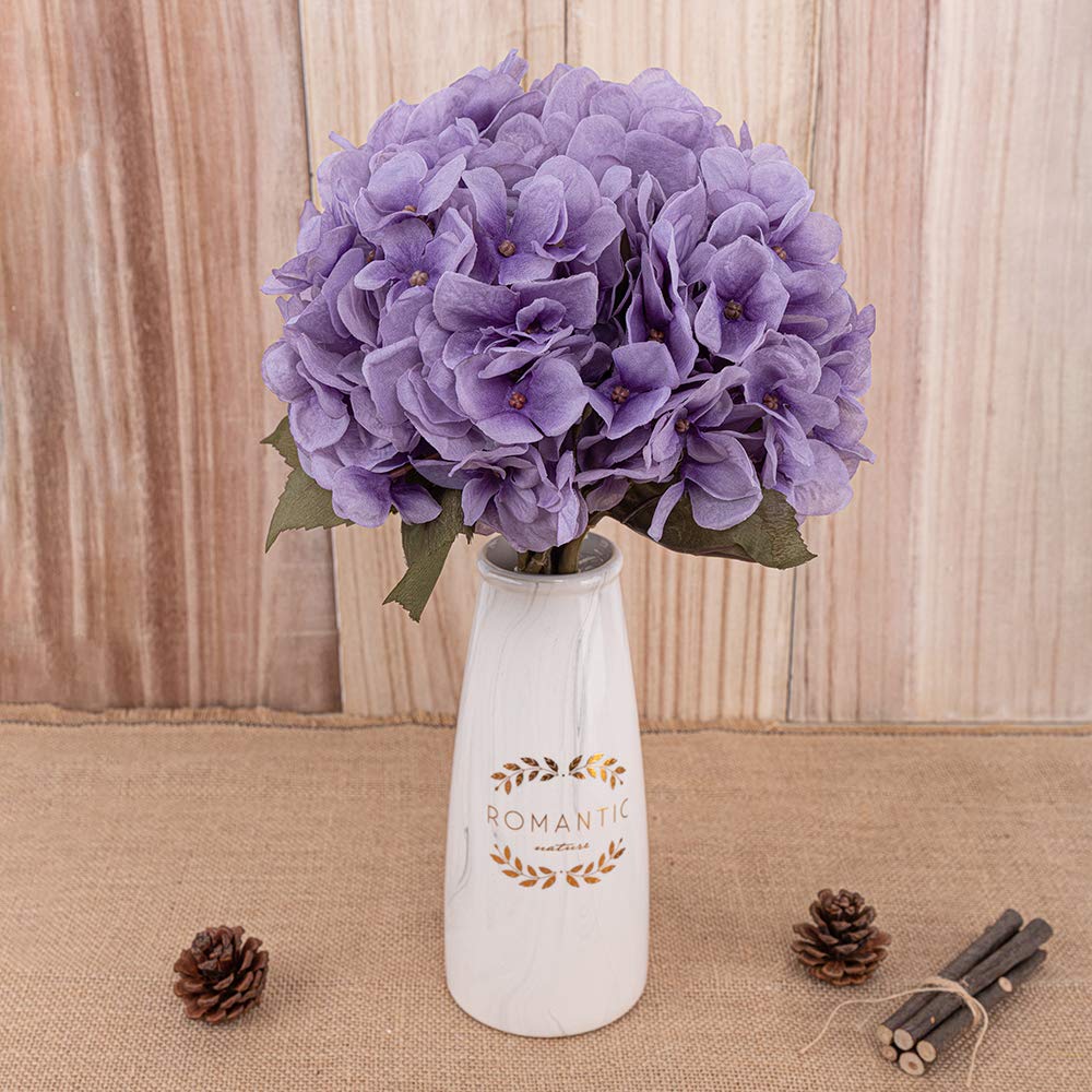 KAHAUL Artificial Silk Hydrangea Flowers with Stems - 4 Pack Purple Fake Flowers for Wedding Bouquets, Home Decor, Party, Baby Shower & Store Decoration | Perfect for Centerpieces, Table Arrangements & DIY Floral Projects