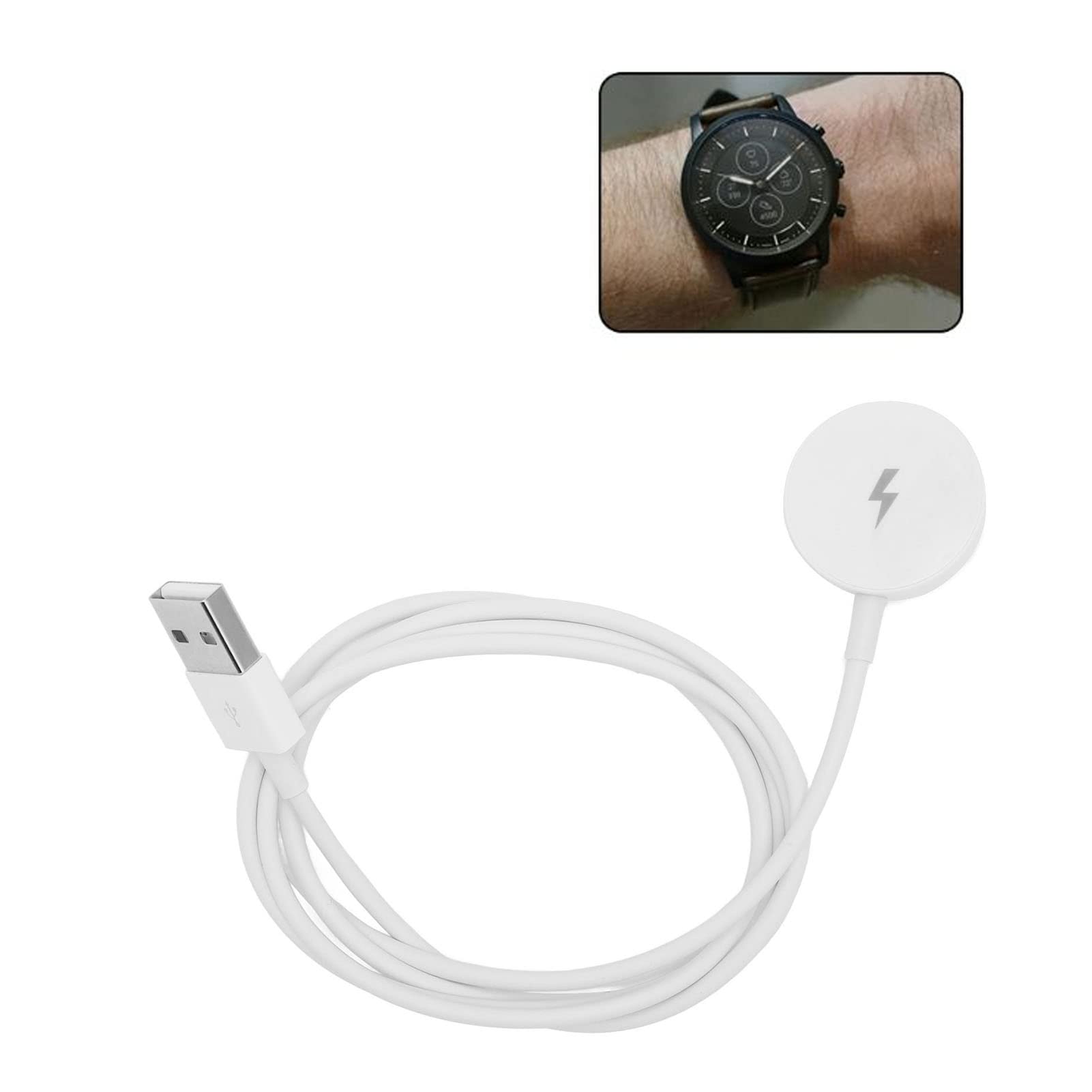 Magnetic Smart Watch Charger for Fossil Gen 1/2/3 - Fast Charging Dock Cable with Secure Connection - Compatible with Fossil Smartwatches (White) | Perfect for Home, Office & Travel Use
