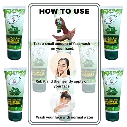 Neem, Tulsi & Aloe Vera Face Wash for Acne-Prone & Oily Skin | Oil Control | Paraben & Sulfate Free | 100ml (Pack of 2) | Gentle Cleanser for Pimple-Free Skin | Perfect for Daily Skincare Routine & Breakout Prevention
