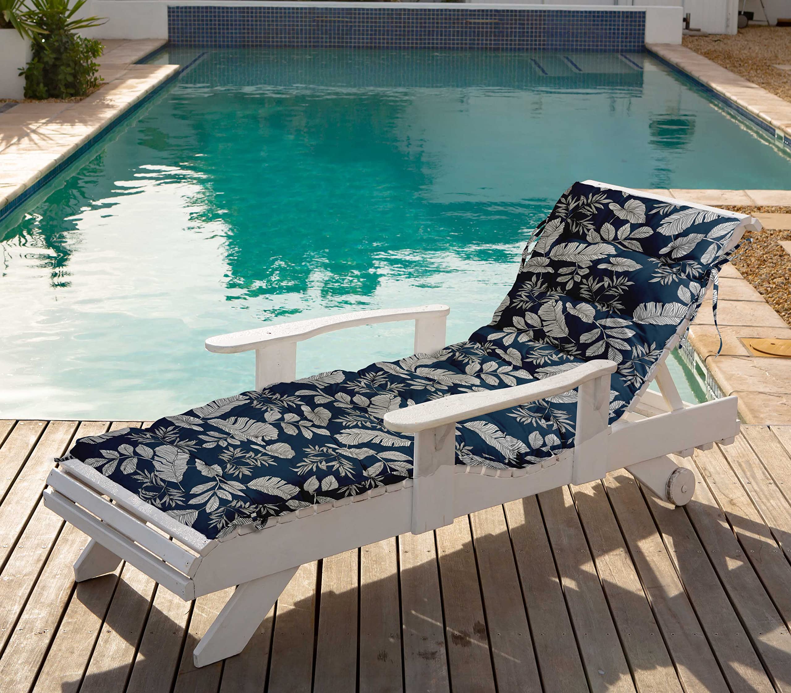 Quilted Thick Padded Seat Cushion for Rocking Chair, Sofa & Recliner - 74x23 Inches Royal Blue - Outdoor Garden, Terrace & Bench Cushion with Secure Ties - Perfect for Patio, Deck & Sunroom Relaxation