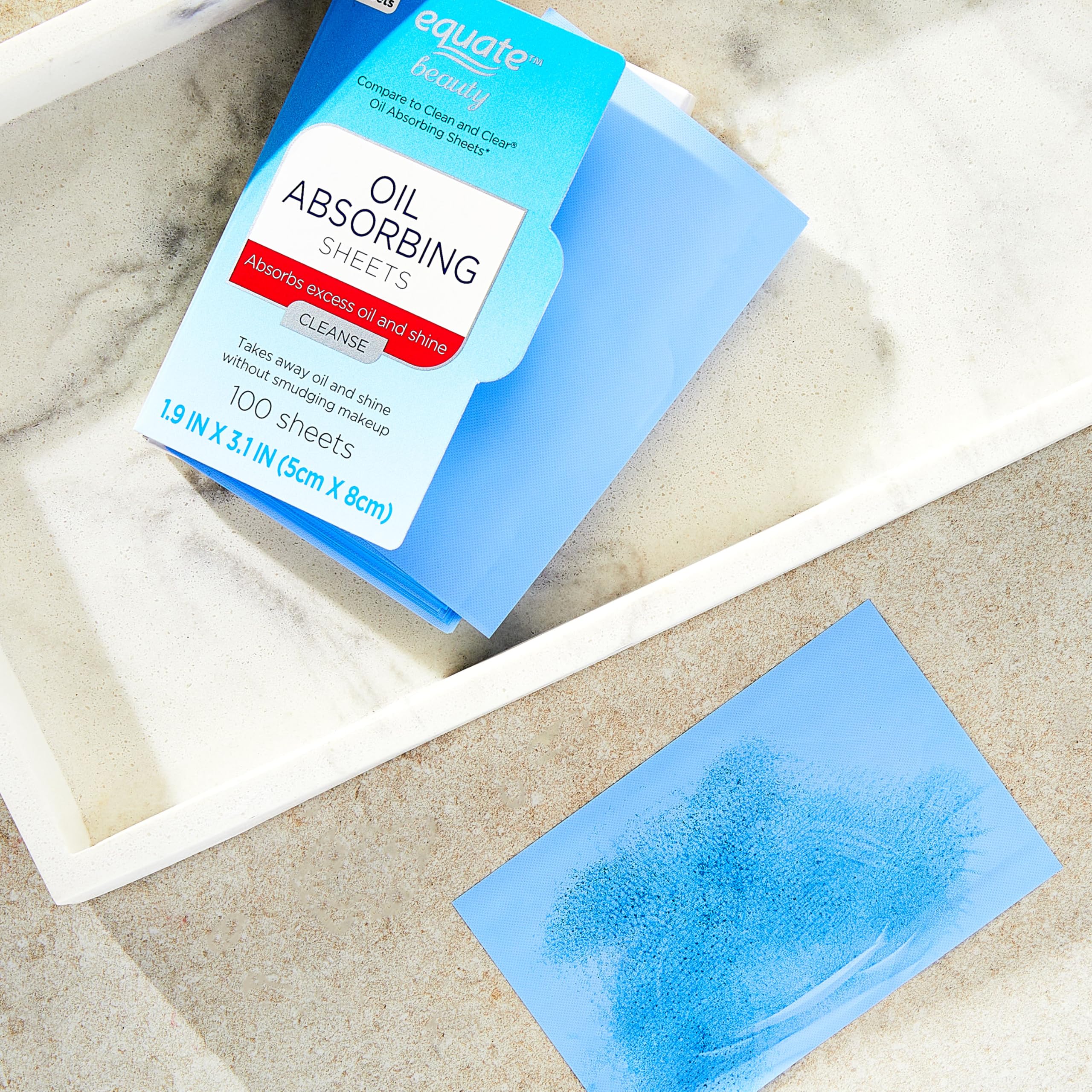 Equate Oil Absorbing Facial Blotting Sheets - 100 Count | Shine Control for Oily Skin | Perfect for Gym, Travel & Touch-Ups | Includes Gift Card Holder