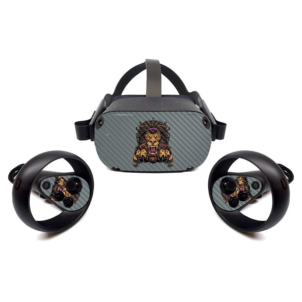 Premium Carbon Fiber Skin for Oculus Quest - Lion Dreadlocks Design | Protective & Durable Textured Cover | Easy to Apply & Remove | Made in USA | Perfect for Gaming Protection & Style Customization