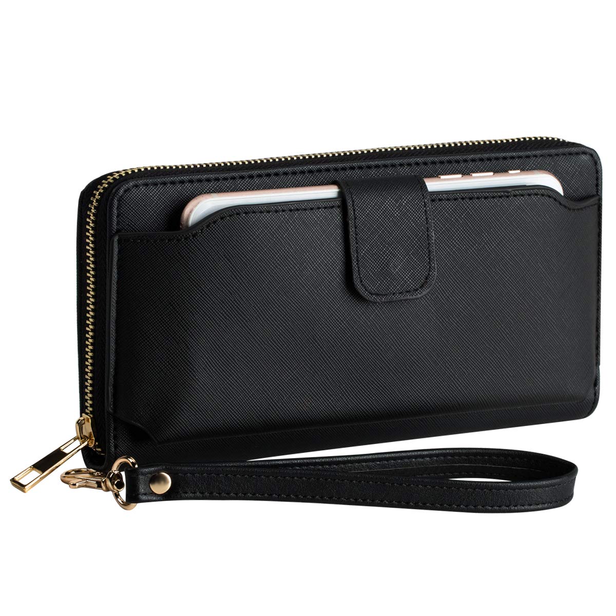Women's Wristlet Wallet with Phone Holder - RFID Blocking Zip Around Clutch Purse for Everyday Use, Travel & Shopping