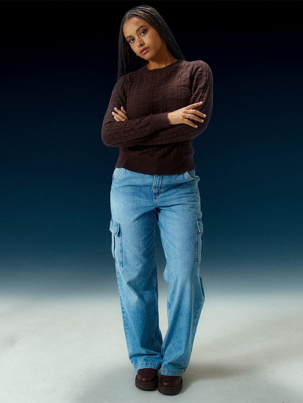 Organic Cotton Jacquard Sweater for Women - Soft & Breathable Pullover - Perfect for Fall Layering, Casual Outfits & Office Wear