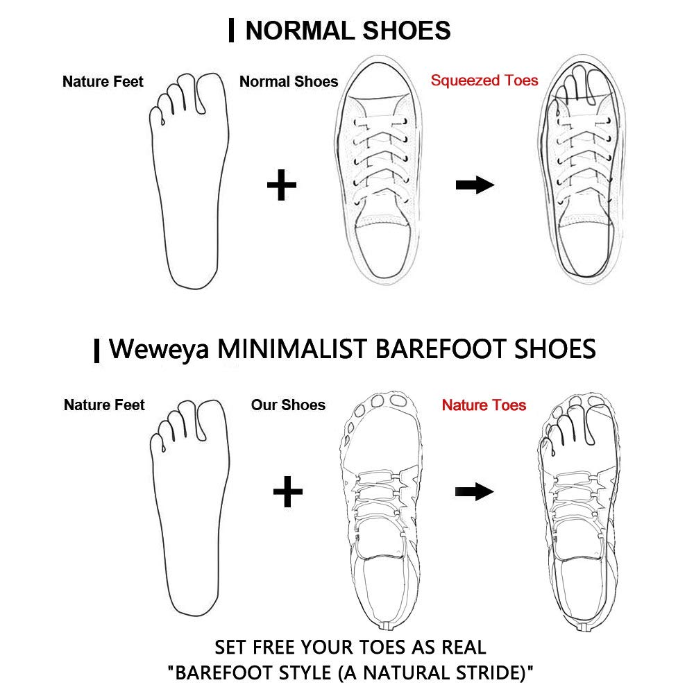 Weweya Barefoot Shoes for Men - Minimalist Running & Cross Training Shoes | Lightweight, Flexible & Breathable for Gym, Trail & Everyday Wear