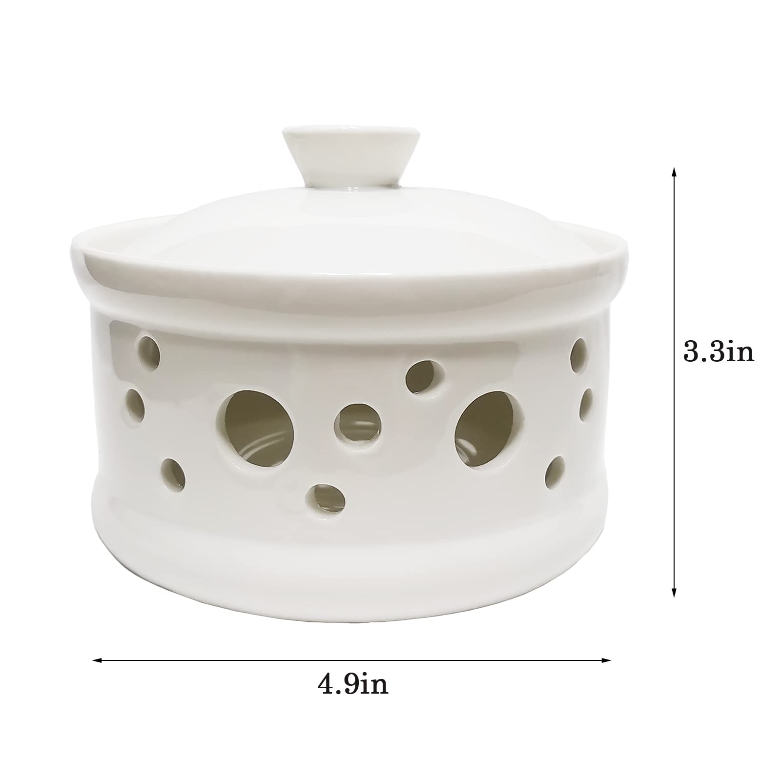 Ceramic Garlic Keeper with Lid - Airtight Garlic Storage Container for Kitchen Countertop | Fresh Garlic Preserver for Home, Restaurant & Cooking Use