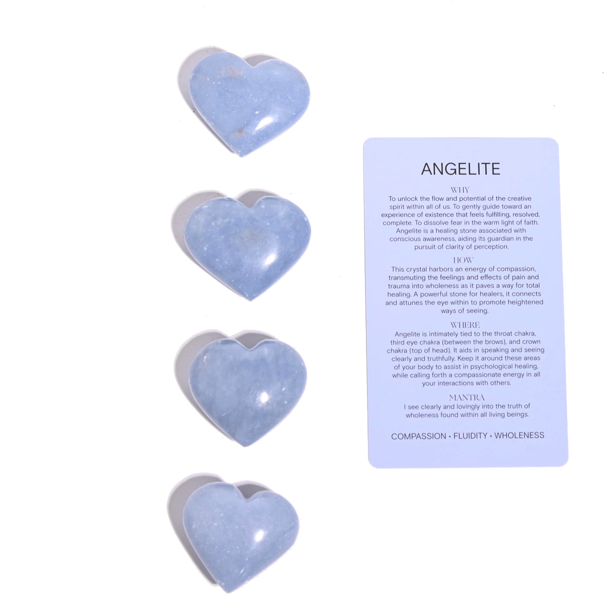 Angelite Heart Pendant Necklace - Natural Blue Angelite Stone Jewelry for Healing & Protection - Perfect for Meditation, Reiki & Spiritual Gifts