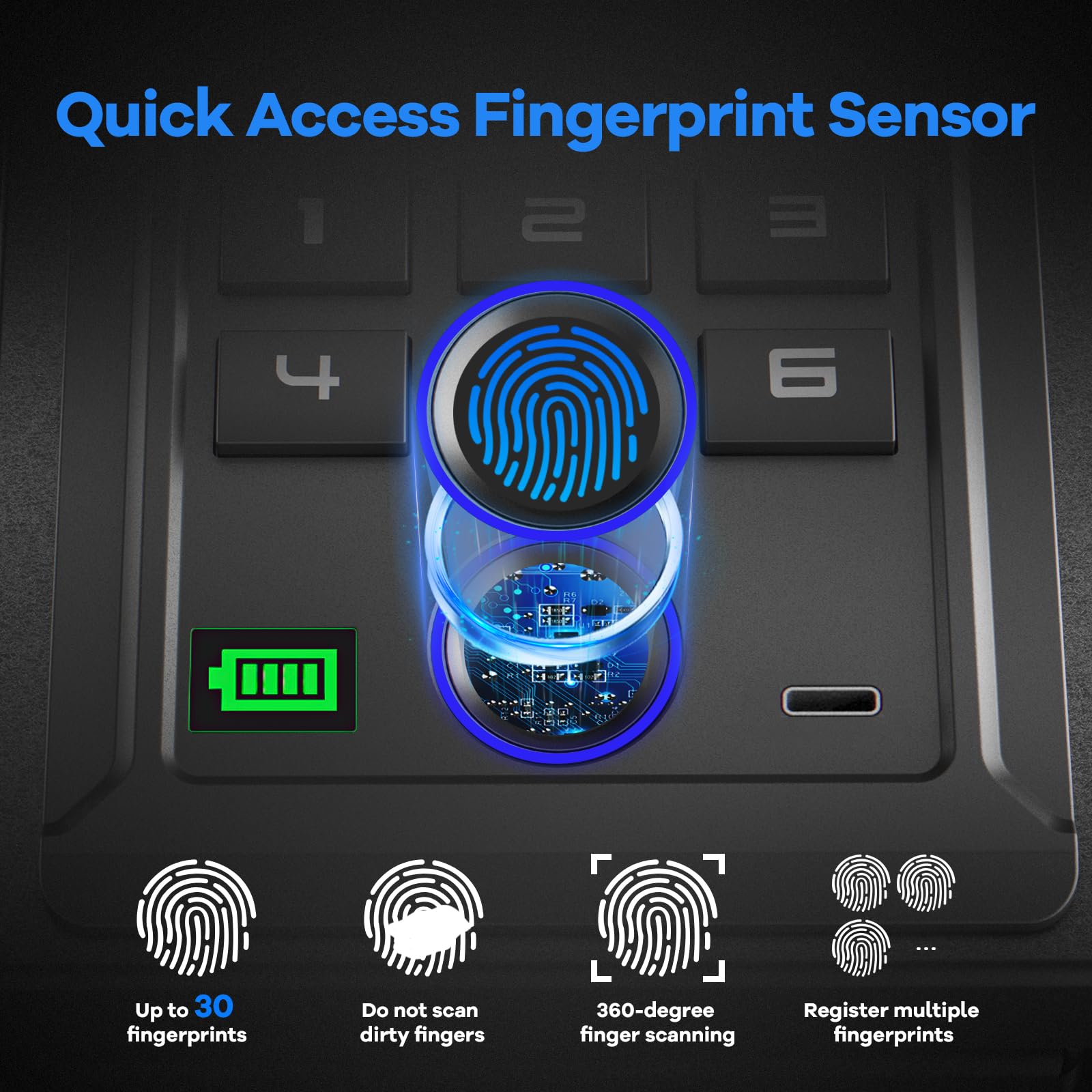 Biometric Pistol Safe - Quick Access Fingerprint Gun Safe for Handguns | Secure Mounting for Nightstand, Bedroom, Desk, Wall & Dresser | Ideal for Home Defense & Emergency Protection